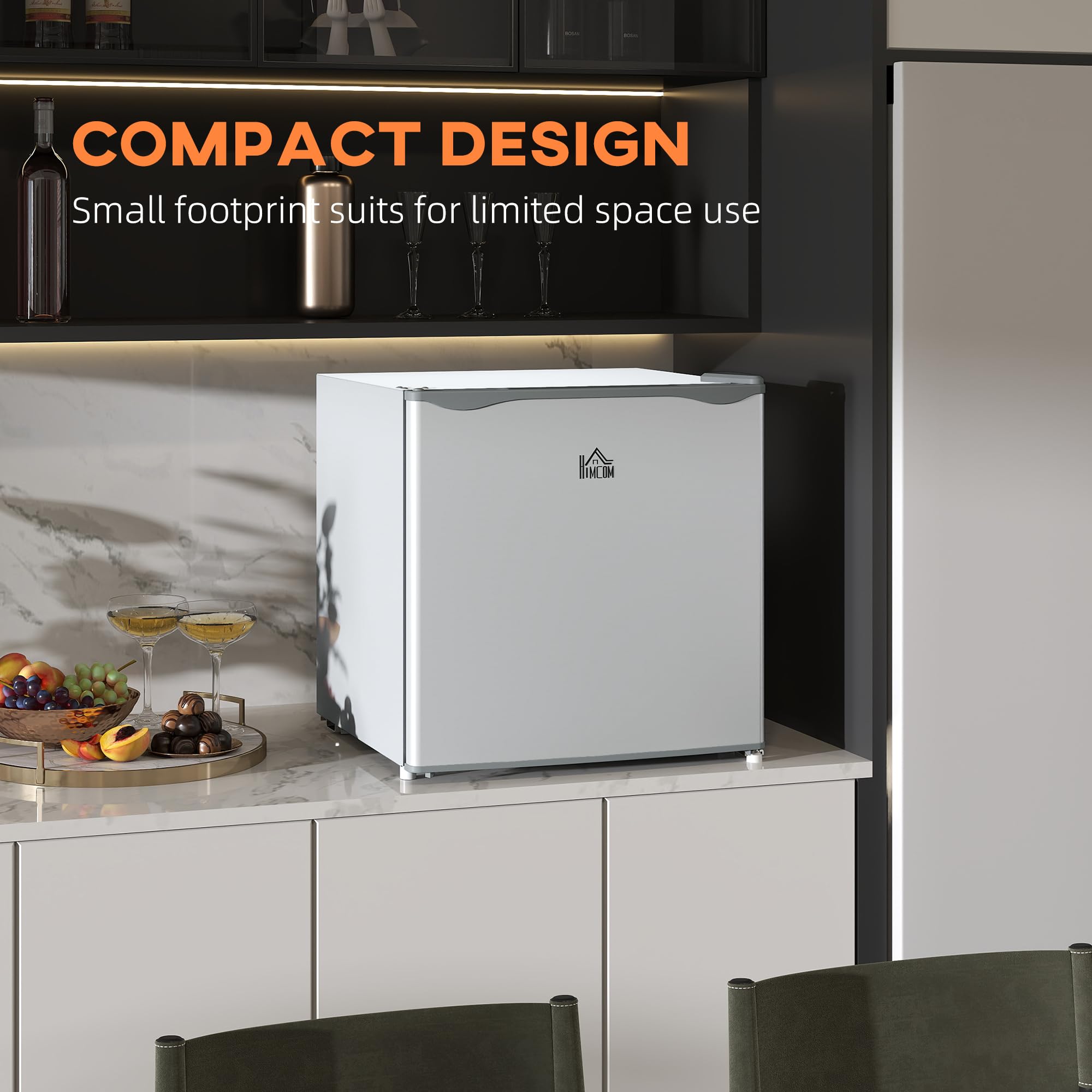 HOMCOM Mini Freezer Countertop, 1.1 Cu.Ft Compact Upright Freezer With Removable Shelves, Reversible Door For Home, Dorm, Apartment And Office, Gray on Fridge.com - View 4