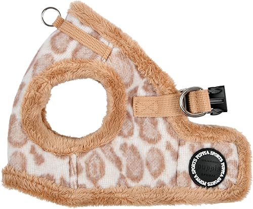 Puppia Kovo - Arnés tipo chaleco para perro, diseño cálido de leopardo de invierno para perros pequeños y medianos, beige, talla M