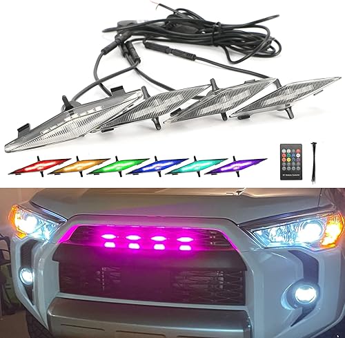 ROCCS Luces LED RGB para parrilla Toyota 4Runner TRD Pro 2014-2019, SR5, TRD Off-Road, Limited 2014-2023 TRD Pro parrilla delantera Raptor luz con