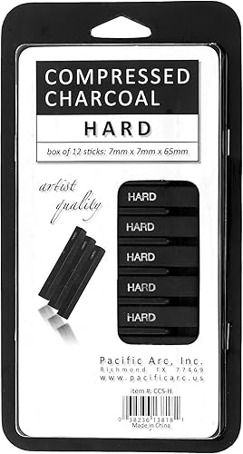 Miniatura 10 de Pacific Arc Palitos de carbón comprimido suaves, paquete de 12 para dibujar, dibujar y sombrear