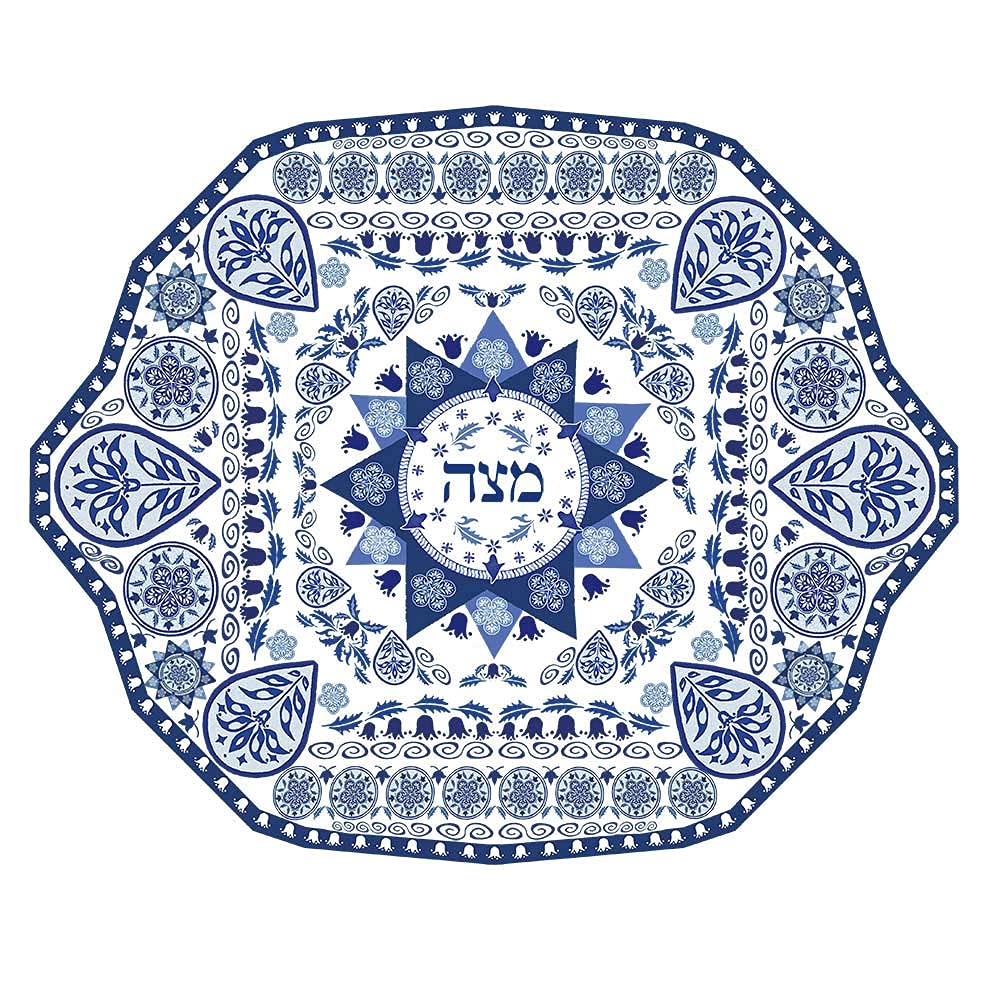 Aviv Judaica Passover Matzo Plate with Ornate Renaissance Era Theme Art Desigen By Jessica Sporn