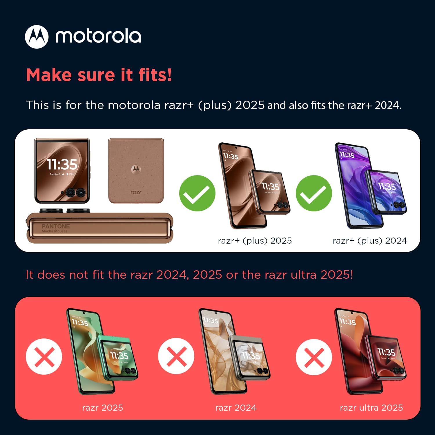Motorola Razr+ 2025/2024 Mocha Mousse Brown Protective Case- Lightweight Polycarbonate Shells Precision Fit Drop Protection and Scratch Resistant for Moto Razr+ 2025/2024, NOT For Razr 2024/2025/Ultra