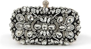 Kuang Women Beaded Clutch Evening Bag Fashion Rhinestone Diamond Wedding Handbag Bridal Purse for Party