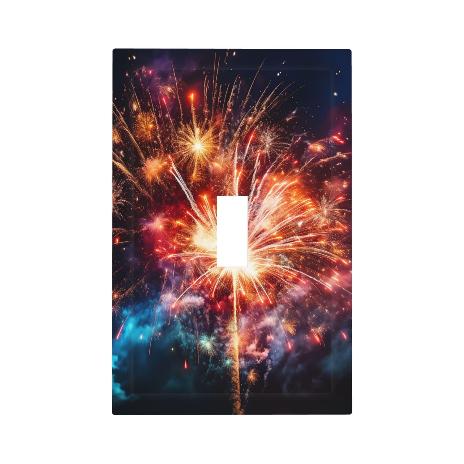 1-Gang Decorator Wall Plate Explosion Firework Light Switch Cover Single Gang Receptacle Outlet Wall Plate Mid Size 5" x 3" Wallplate Unbreakable Polycarbonate Outlet Faceplates Covers
