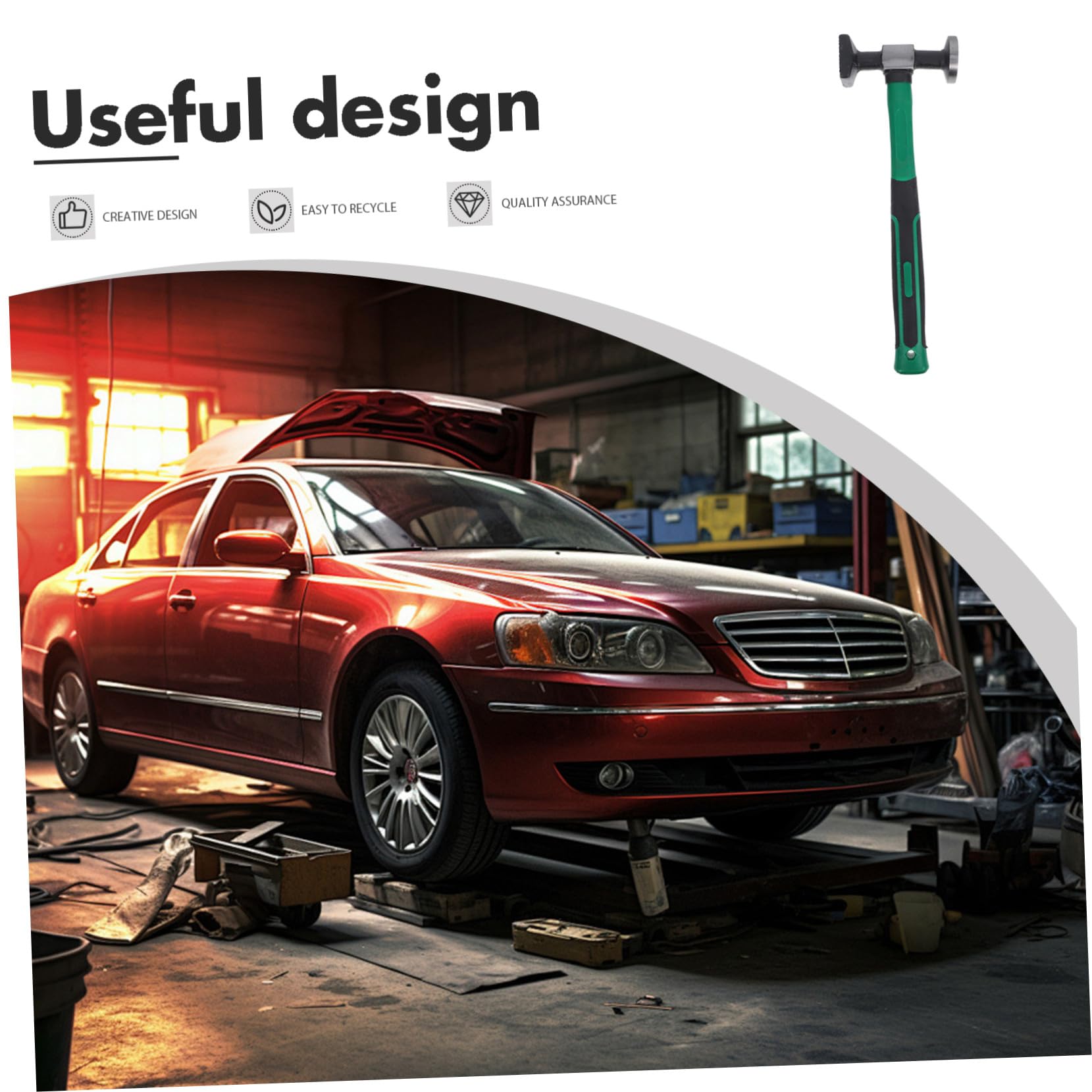 GLEAVI Martillo de Reparación para Carrocería de Coche, Herramienta Manual de Acero Mango Plástico Ergonómico, Cabeza Redonda y Cuadrada, Uso Profesional y Bricolaje, Herramienta Precisa