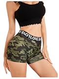 Women's Camo Boyshort Underwear High Waisted Letter Trim Anti Chafing Under Skirt Boxer Briefs Panty