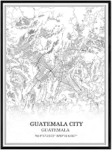 TANOKCRS Guatemala City Guatemala Map Wall Art Canvas Print Poster Artwork Unframed Modern Black and White Map Souvenir Gift Home Decor