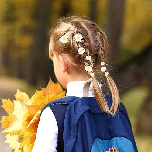 Miniatura 4 de CCOZN - 80 piezas de flores de resina con parte trasera plana con caja de almacenamiento, pequeñas cuentas de margaritas para manualidades,