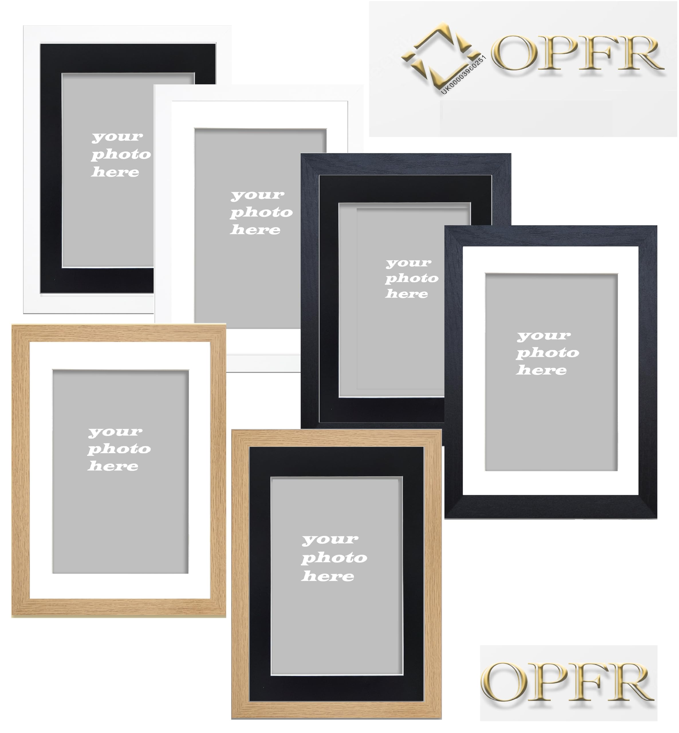 A1,A2,A3,A4,A5 BLACK,WHITE,OAK,PICTURE PHOTO FRAME WITH WHITE,BLACK MOUNT (Oak Frame With Black Mount, 50x70cm Frame For A2 Picture)