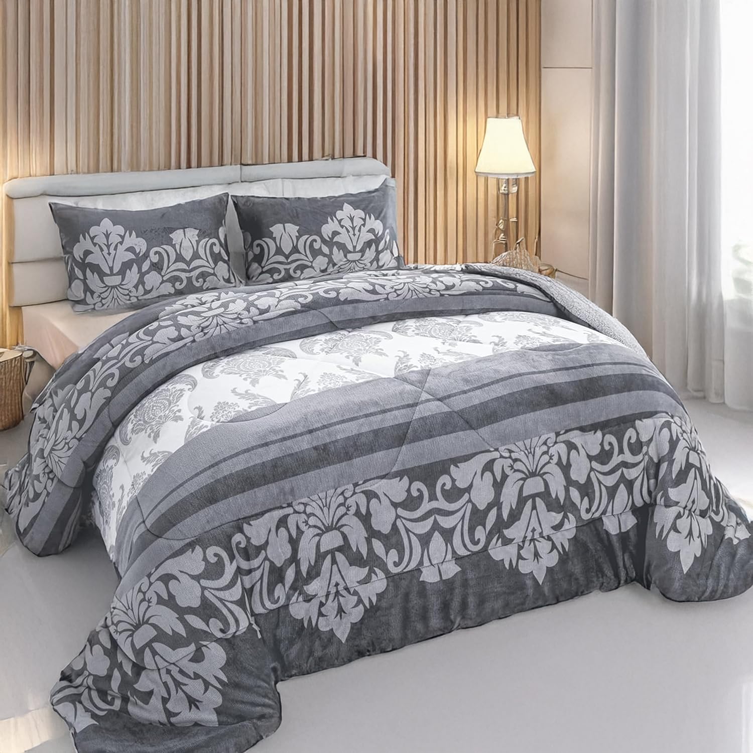 DH DREAMER HOME Edredón Borrego para Invierno 180x240cm de Cama 90/105 con 1 Funda Almohada - Edredón Sherpa Extra Suave, Cálido, Gruesa - Flores