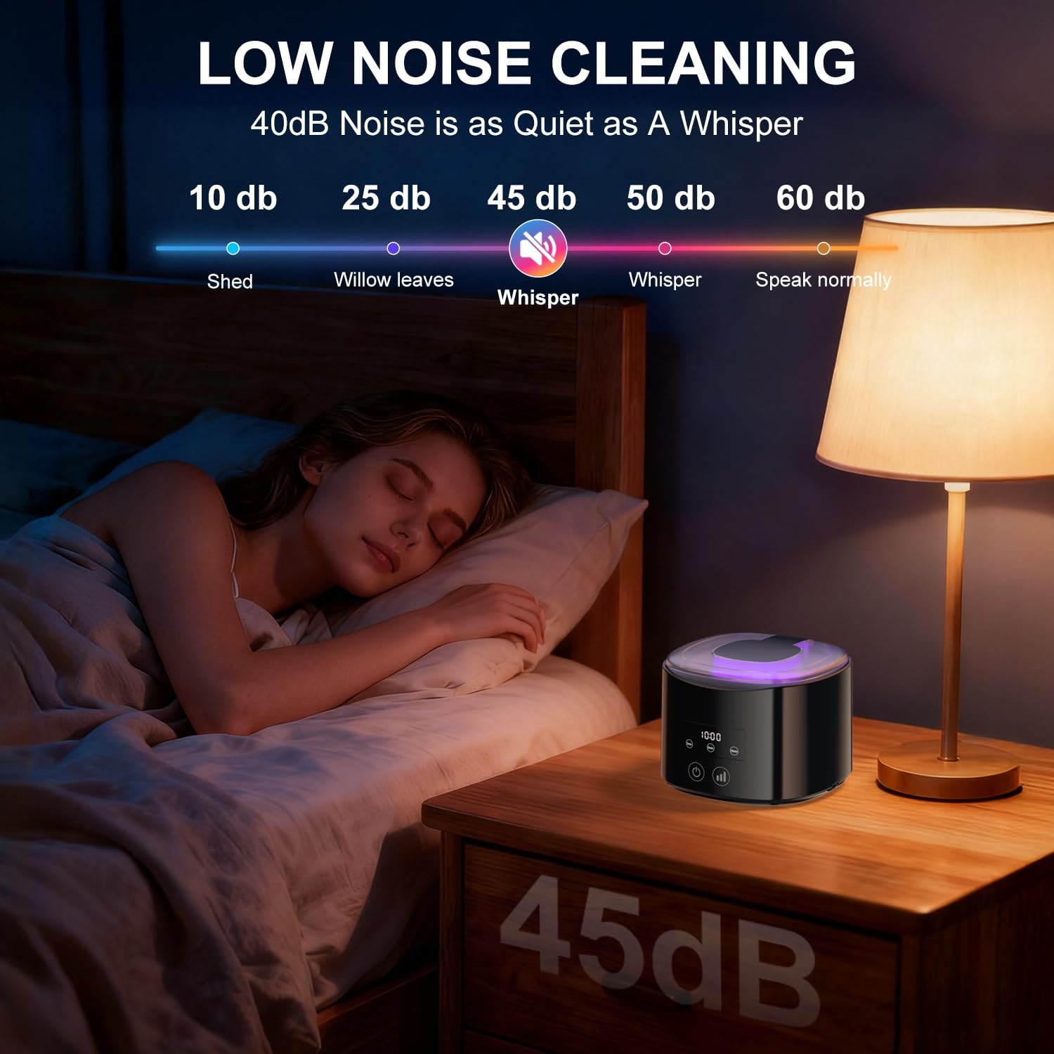 Pulitore Ultrasuoni,50000Hz Lampada UV Pulitore Ultrasuoni,230ML Clean Pod 4 Modalità Per Protesi, Allineatori, Apparecchi Ortodontici, Testine Di Spazzolini, Gioielli,Nero