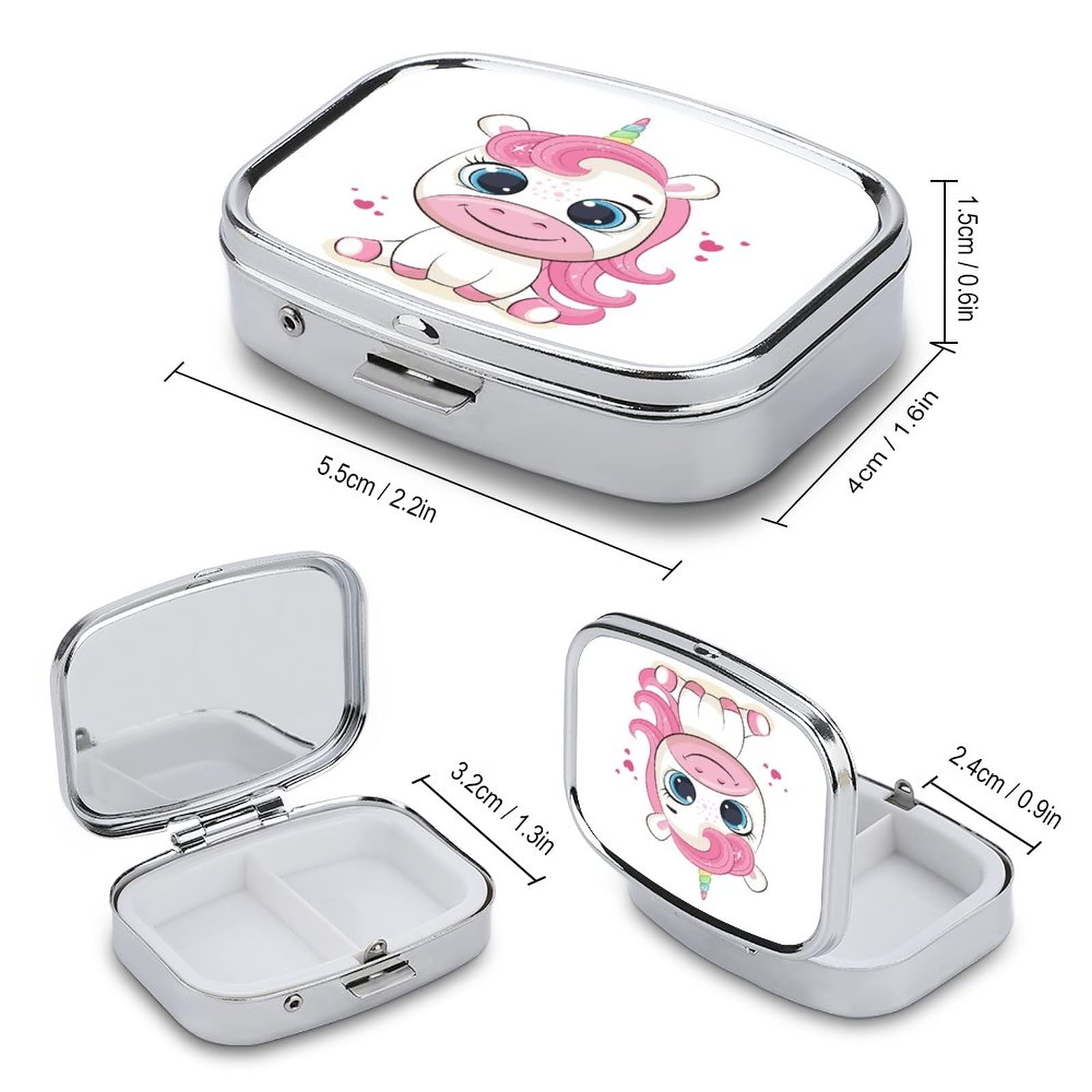 Pastillero De Viaje Pastillero Unicornio Lindo De Dibujos Animados Pequeño Monedero Pastillero Caja De Almacenamiento De Medicamentos, Caja De Vitaminas Portátil