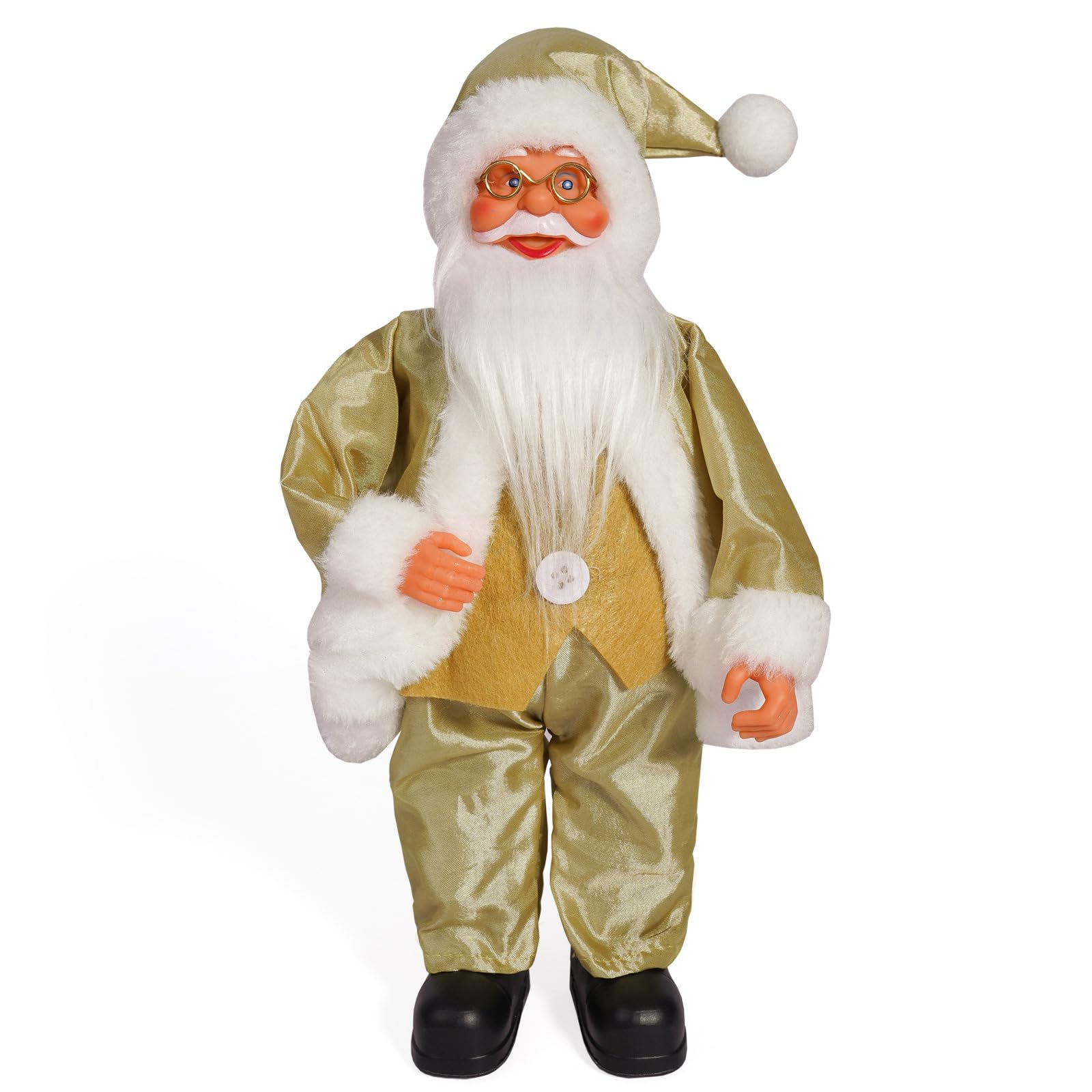 Msioytog Christmas Santa Statue 12" Multicolored Checkered Plush Santa Standing Figurine Dolls Ornament for Holiday Decorating Sculpture