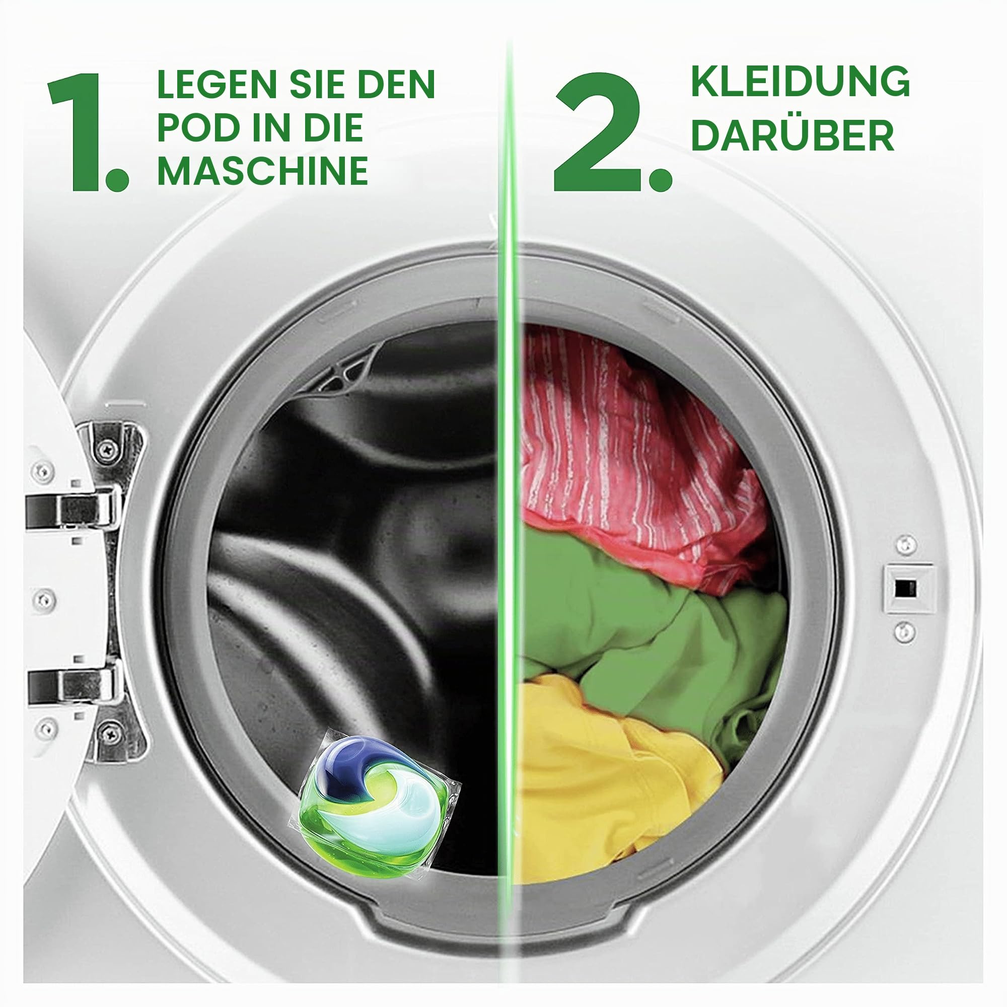 Ariel All-in-1 Colorwaschmittel-Kapseln, 108 Waschgänge (2 x 54 Pods), entfernt hartnäckige Flecken auch bei niedrigen Temperaturen