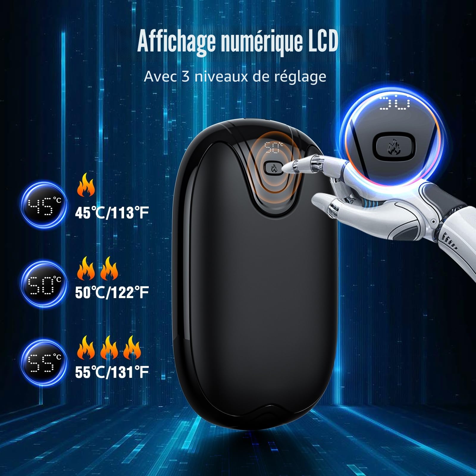 Chauffe-Mains, Chauffe-Mains Rechargeable USB 2 en 1, Chauffe-Mains magnétique Portable avec 3 Modes de Chauffage réglables, Cadeau pour Reno, Golf, Camping, randonnée