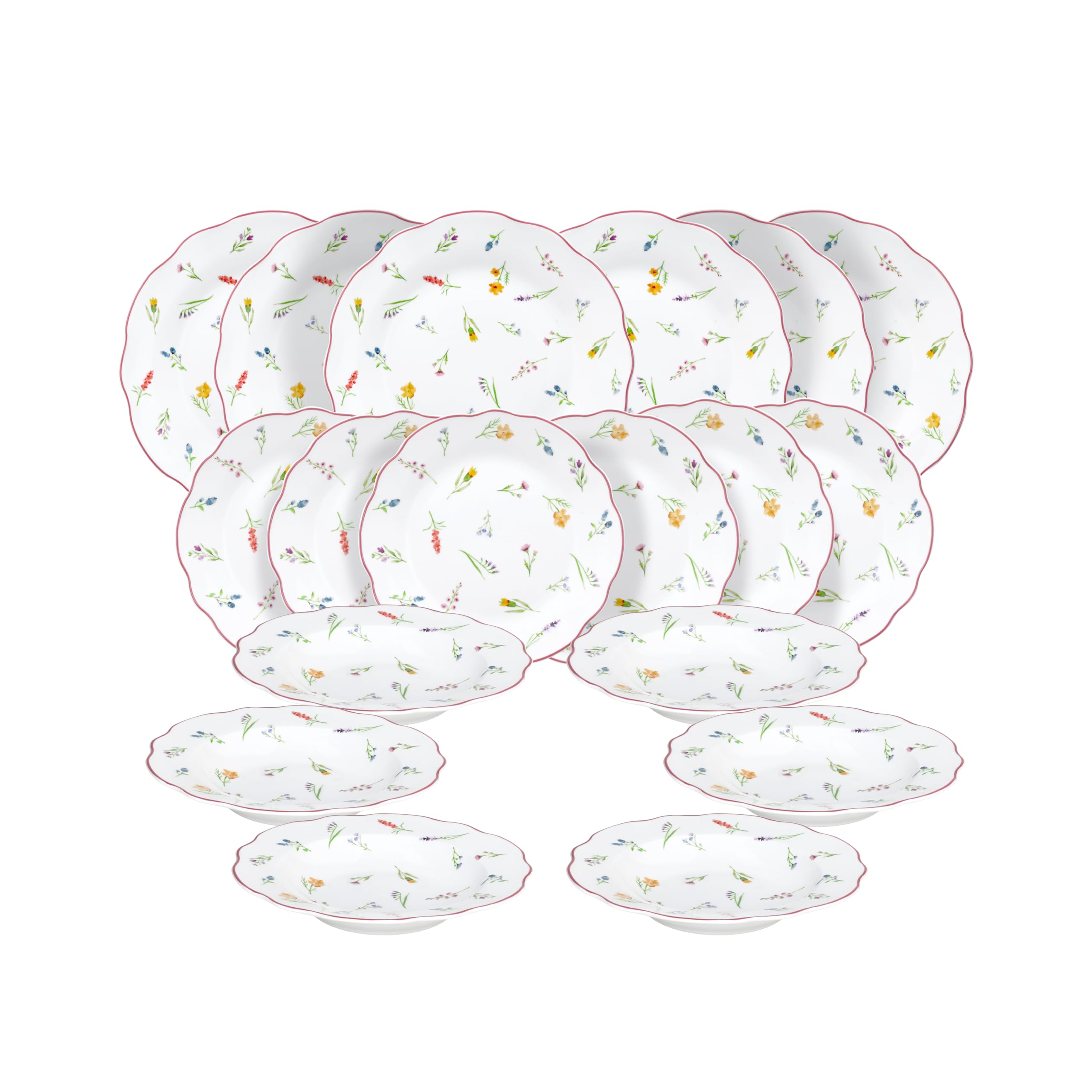 Tognana Millefiori, servizio piatti 18 pezzi per 6 persone, porcellana, bianco