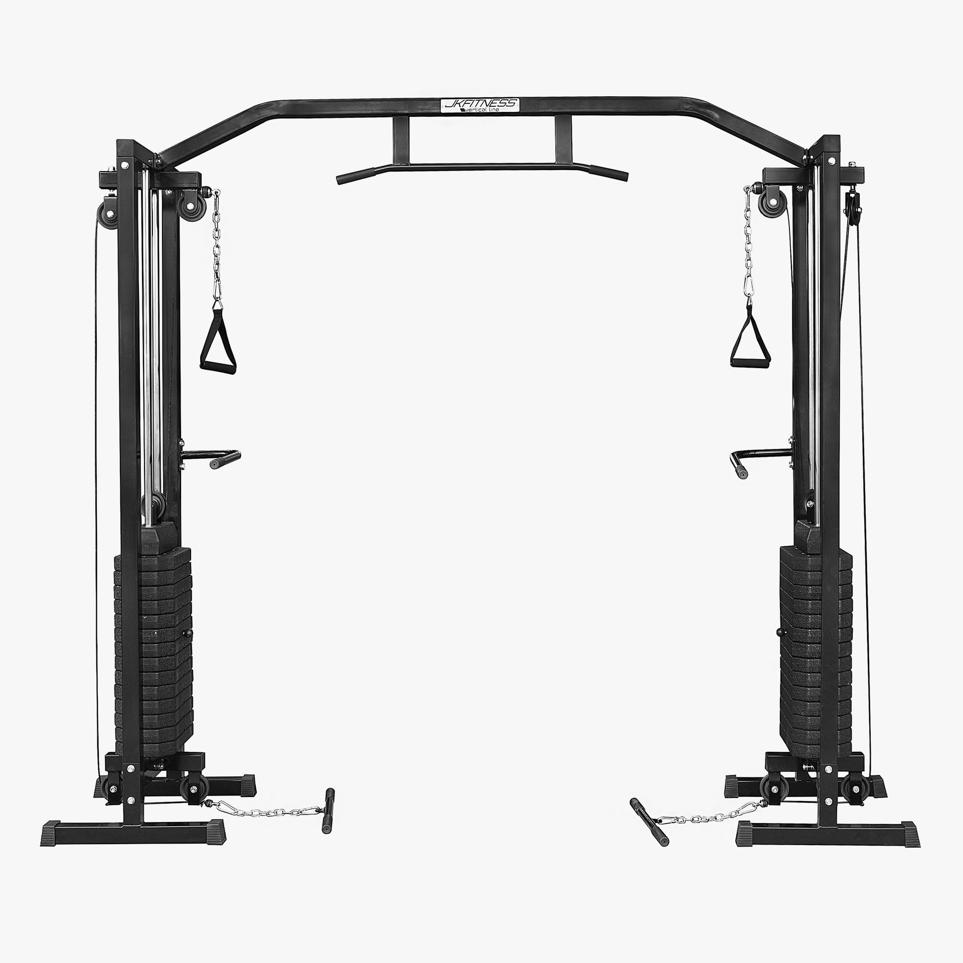 JK FITNESS Stazione Cavi Incrociati JKV CCR【Pacco Pesi 68 kg per Lato】Struttura in Acciaio Rinforzato | Barra per Trazioni Inclusa | Allenamento Funzionale Completo | Dimensioni Compatte