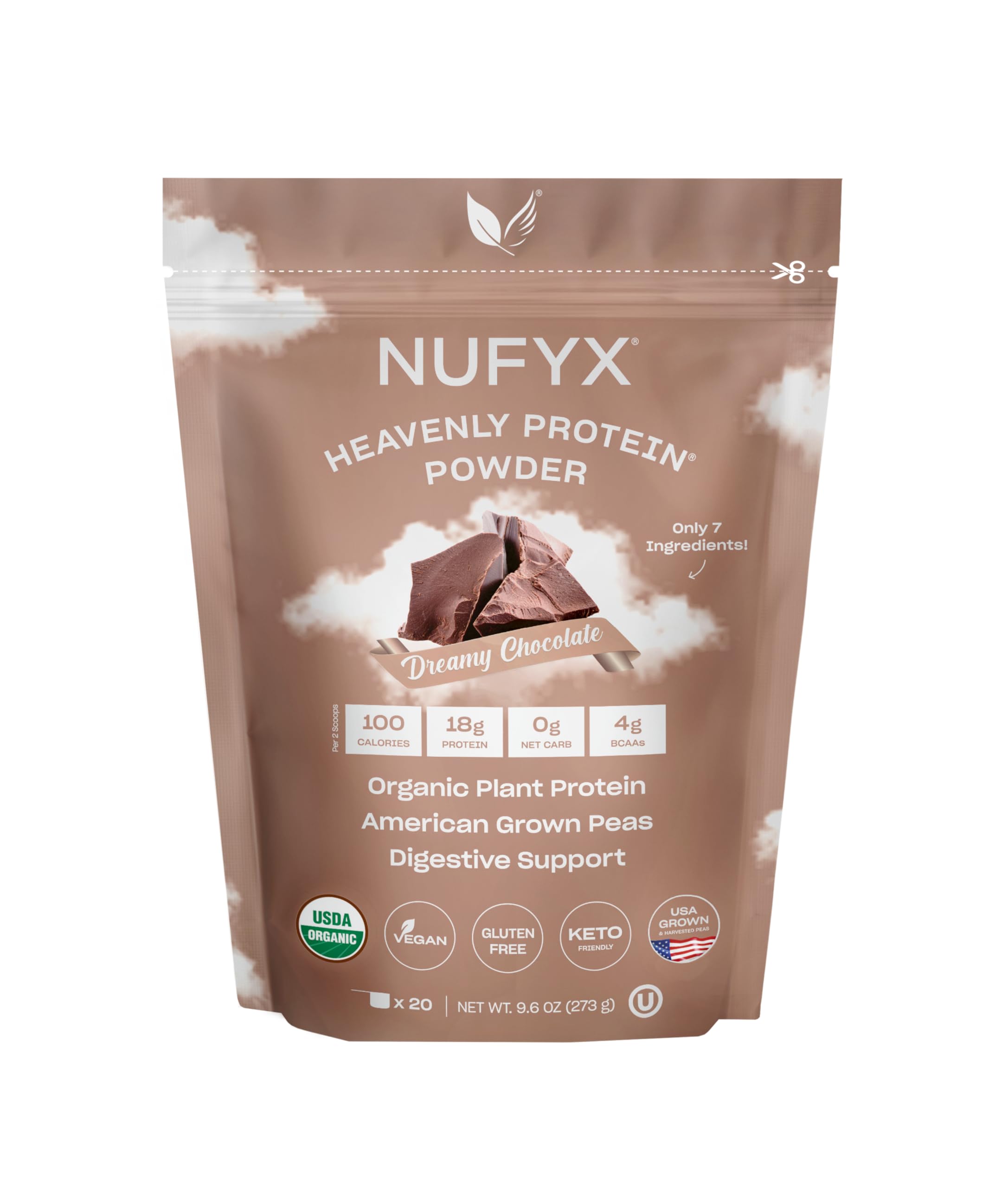 NUFYX® Family Owned Protein Powder, Organic Plant-Based, Made with 100% USA Grown Peas, 18g Protein for 100 Calories, Only 6 Ingredients, Digestive Support (Creamy Vanilla, Packet) — Amazon image 11