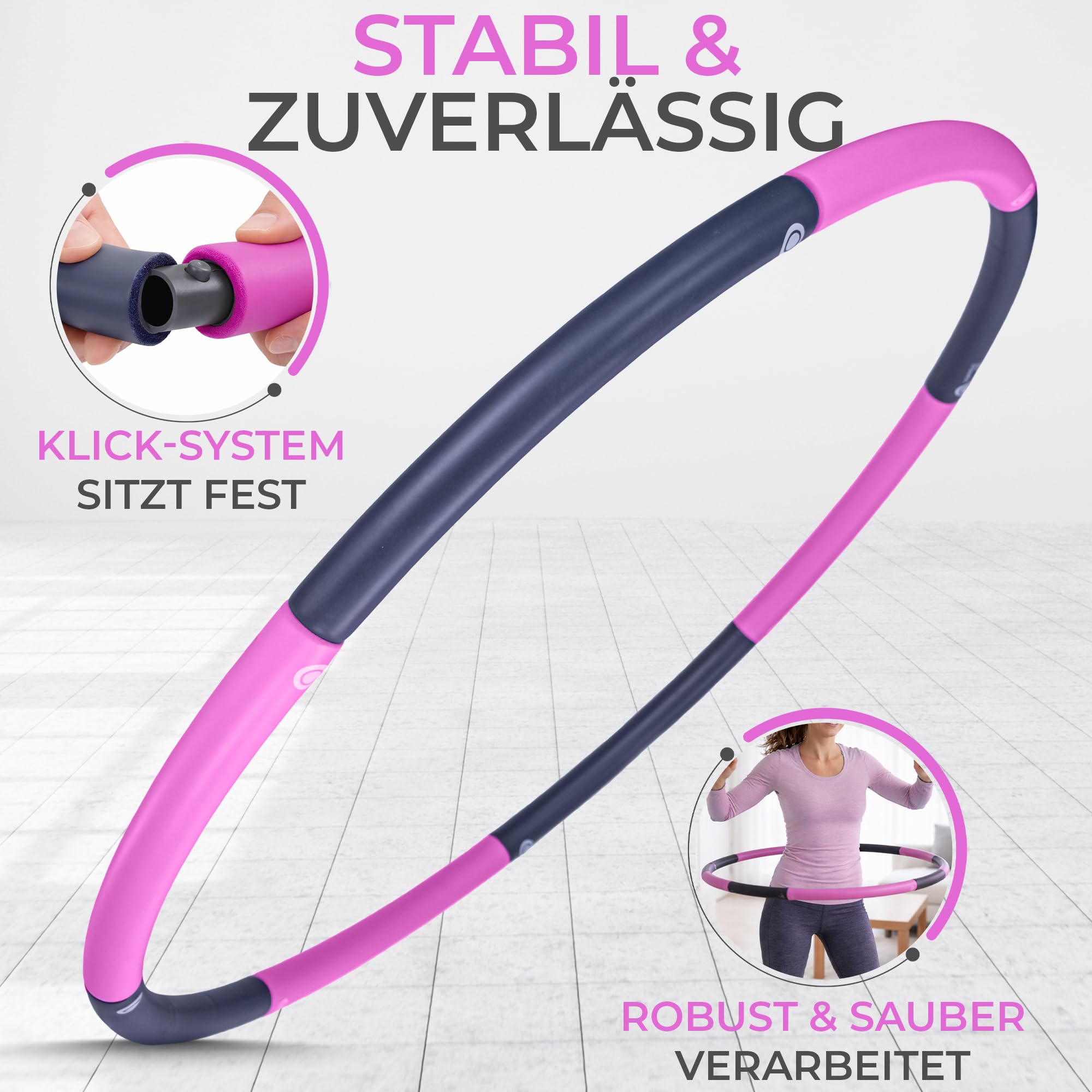 Hula Hoop Reifen Erwachsene [1,2 kg / 1,5 kg] - Größenverstellbar & Stabil - Fitness Reifen zum Abnehmen (Ohne Wellen) - Weicher NBR Schaumstoff für Anfänger & Fortgeschrittene