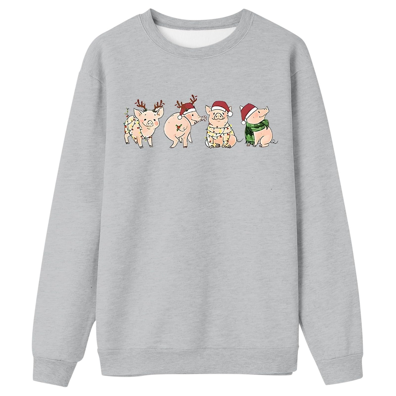 Suéter de Navidad para mujer, informal, de forro polar, de gran tamaño, de manga larga, con estampado de gnomo de Navidad, ropa de calle femenina