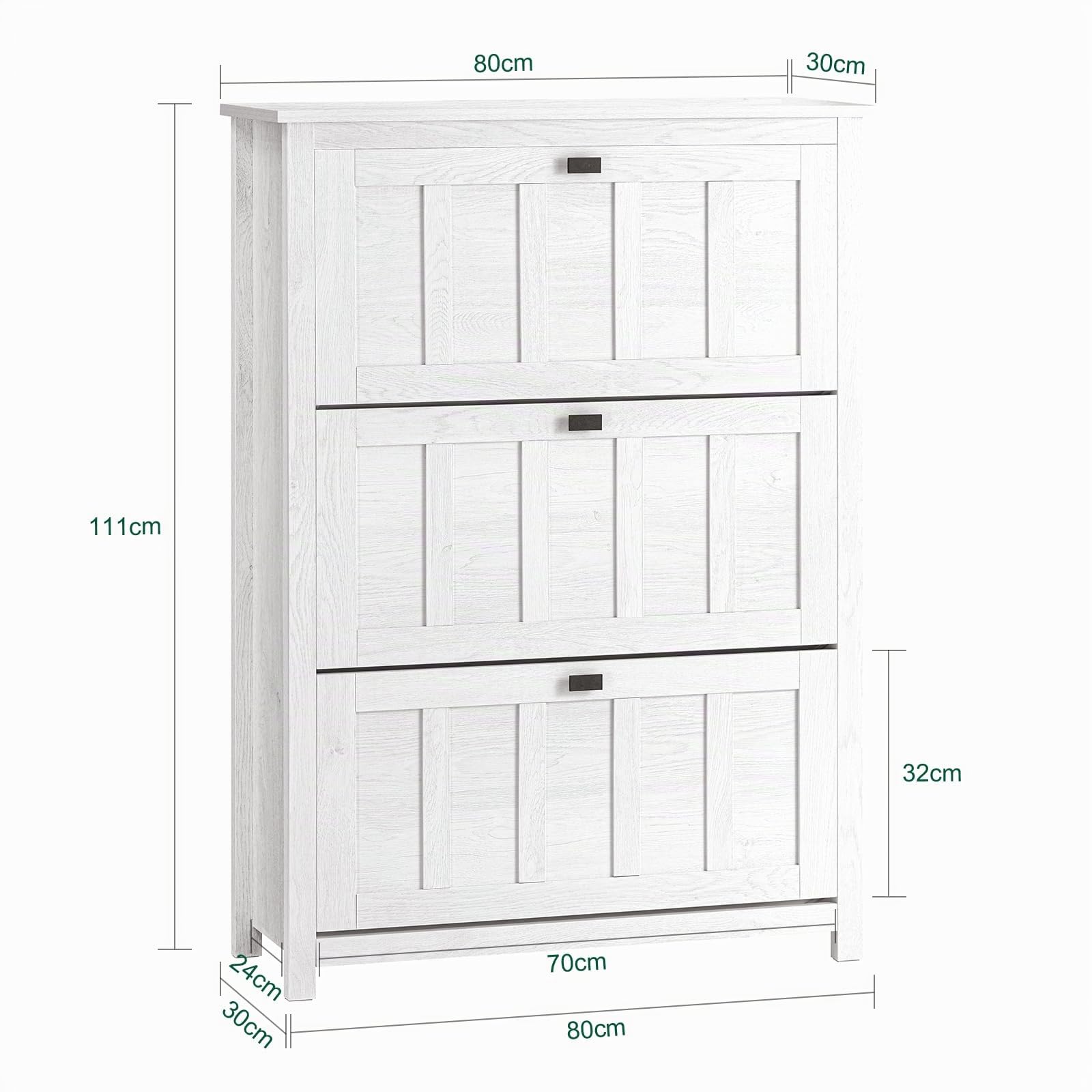 SoBuy Zapatero Estrecho con 3 Solapas 80x30x111cm para recibidor | Mueble zapatero blanco con 3 solapas abatibles, MDF/PB, capacidad 12 pares FSR162-W