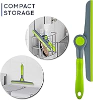 Vista 3 de DSV Standard Escobilla de limpieza de ventanas resistente verde y gris de 10 pulgadas, escobilla de mano para puertas de vidrio, ventanas