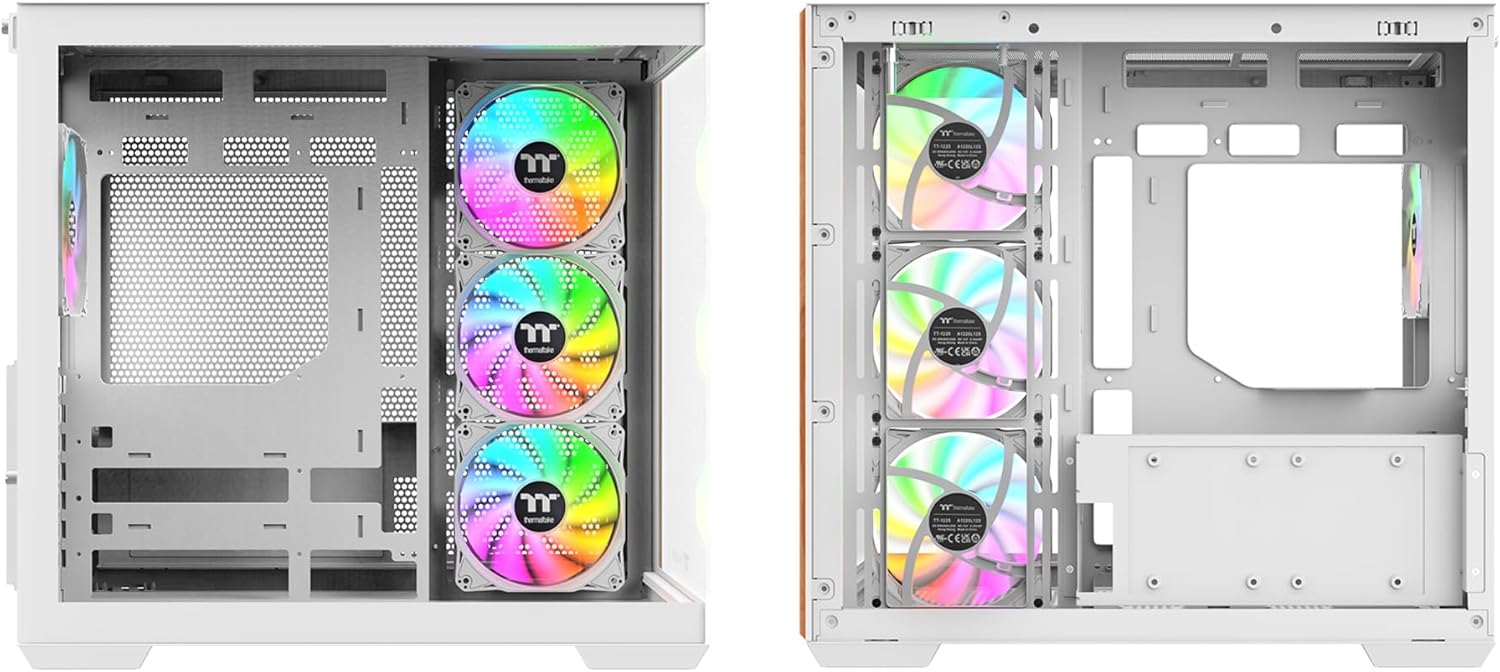 Thermaltake View 380 WS ARGB; Mid Tower Chassis; Side Wood Trim; 4x120mm ARGB Lite Fans Included; 415mm GPU Clearance; Dual Chamber; ATX/mATX/mITX; Hidden Connector Support; Snow; CA-1Z2-00M6WN-WS