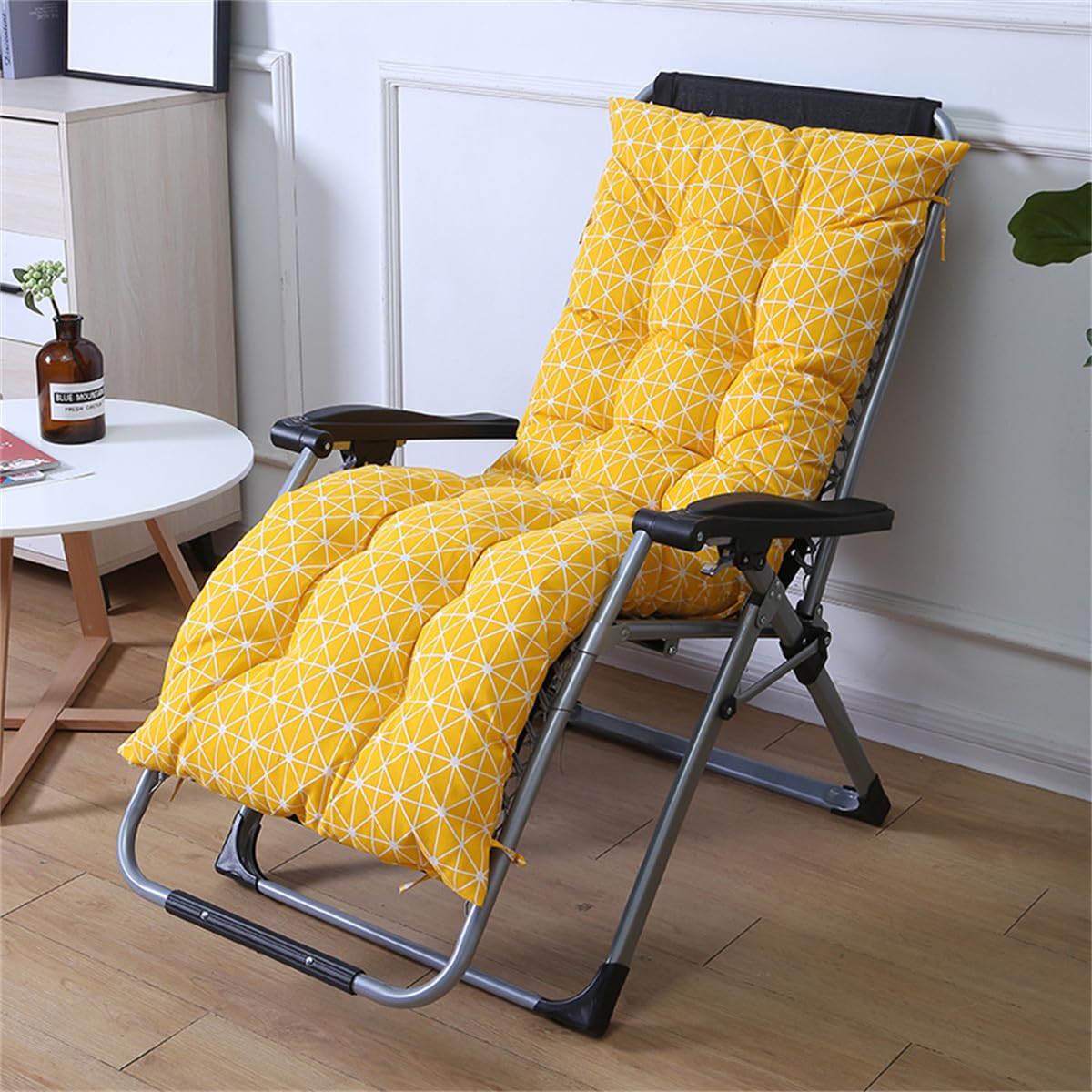 Highdi Sun Lounger Cushions, Modern Thickened Recliner Chair Cushion Garden Sunloungers with Non-Slip Straps for Outdoor Indoor Garden Patio Sunbed Beach Chair (Geometric,55x153cm)