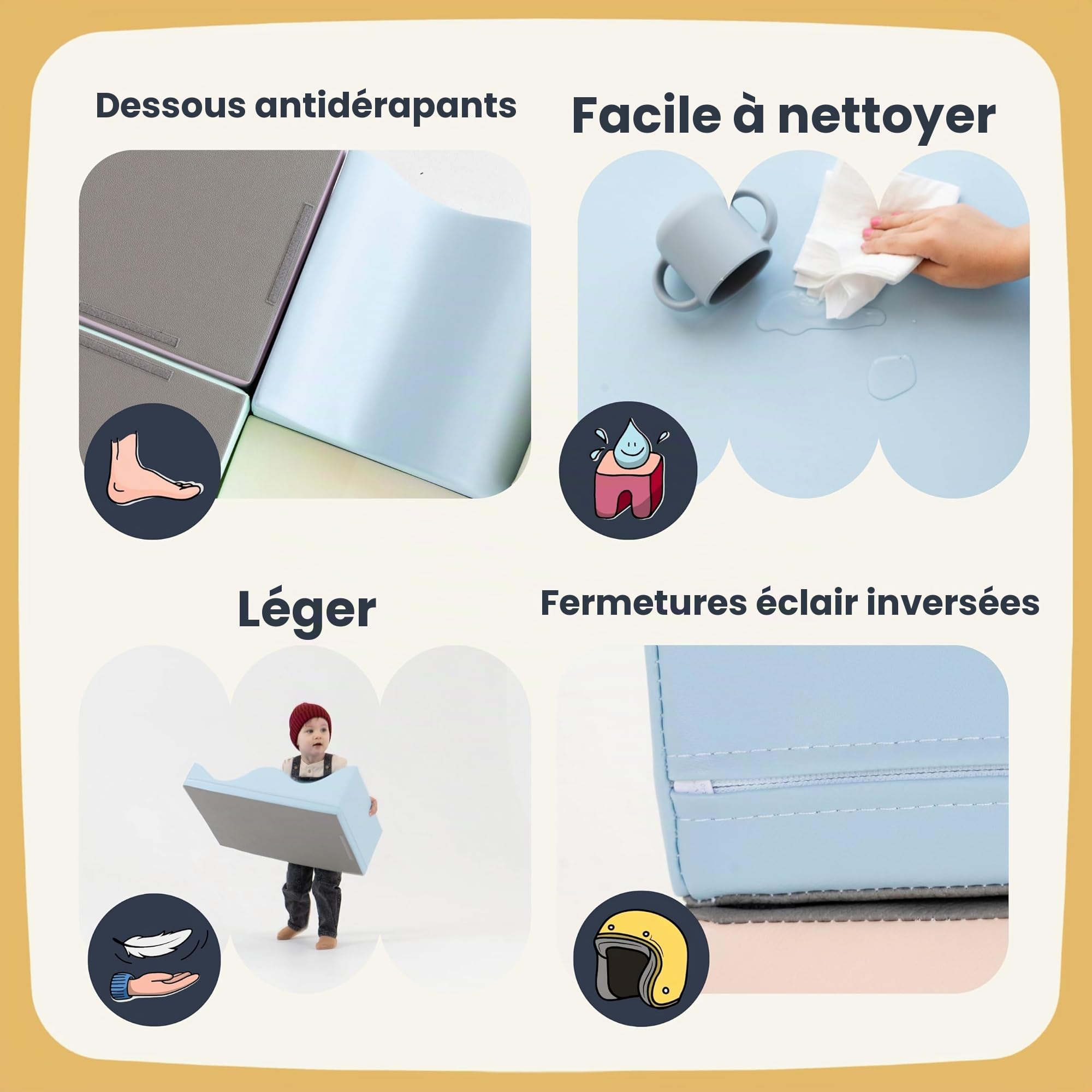 IGLU Soft Play Shape Mini Step Bloc de Mousse ondulée pour Le développement de Ramper et d'escalader pour bébés et Tout-Petits jusqu'à 3 Ans (Wawe)