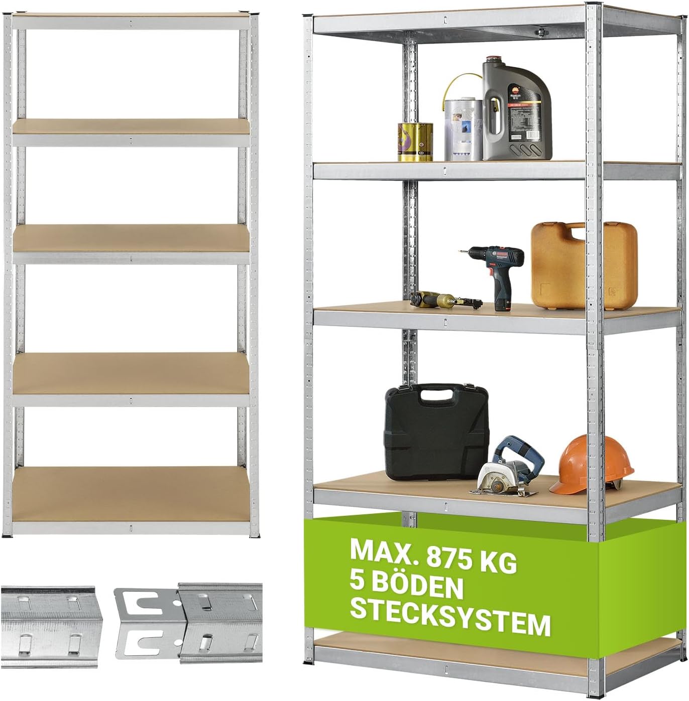 Panorama24 Schwerlastregal 200x100x60cm - Bis 875kg Belastbar, 5 Böden, Blau