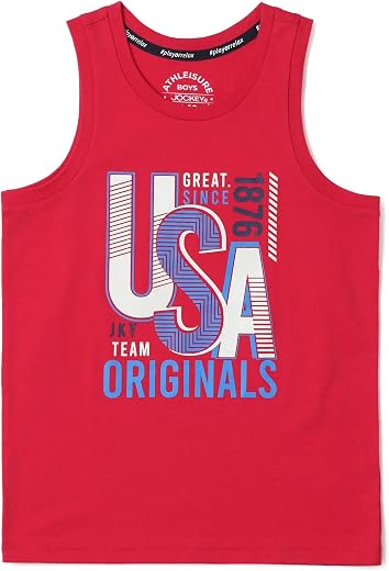 Jockey AB14 Boy's Super Combed Cotton Graphic Printed Tank Top (Prints May Vary)