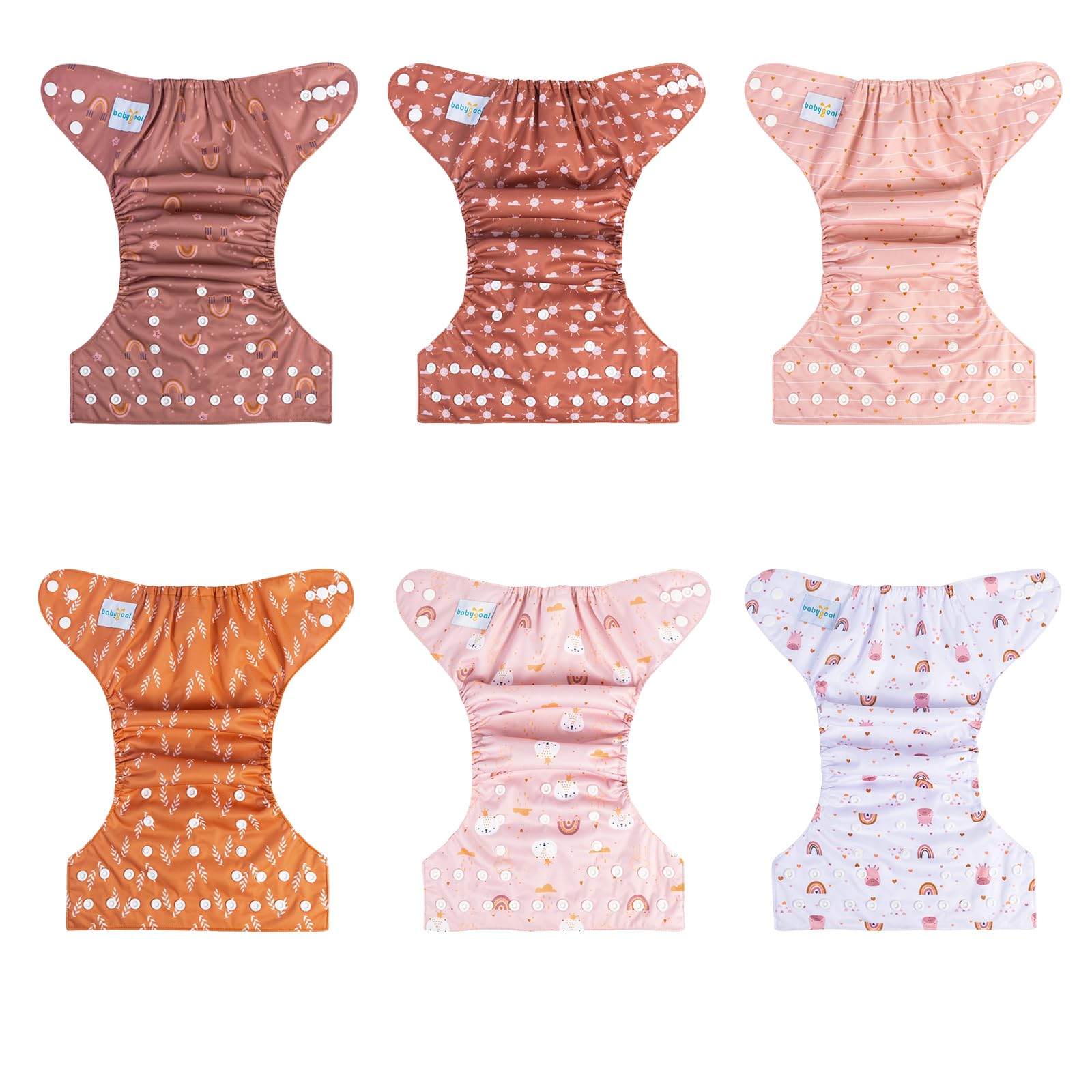 Babygoal Baby Reusable Neutral Cloth Diapers 6 Pack With 10pcs Inserts - View #11