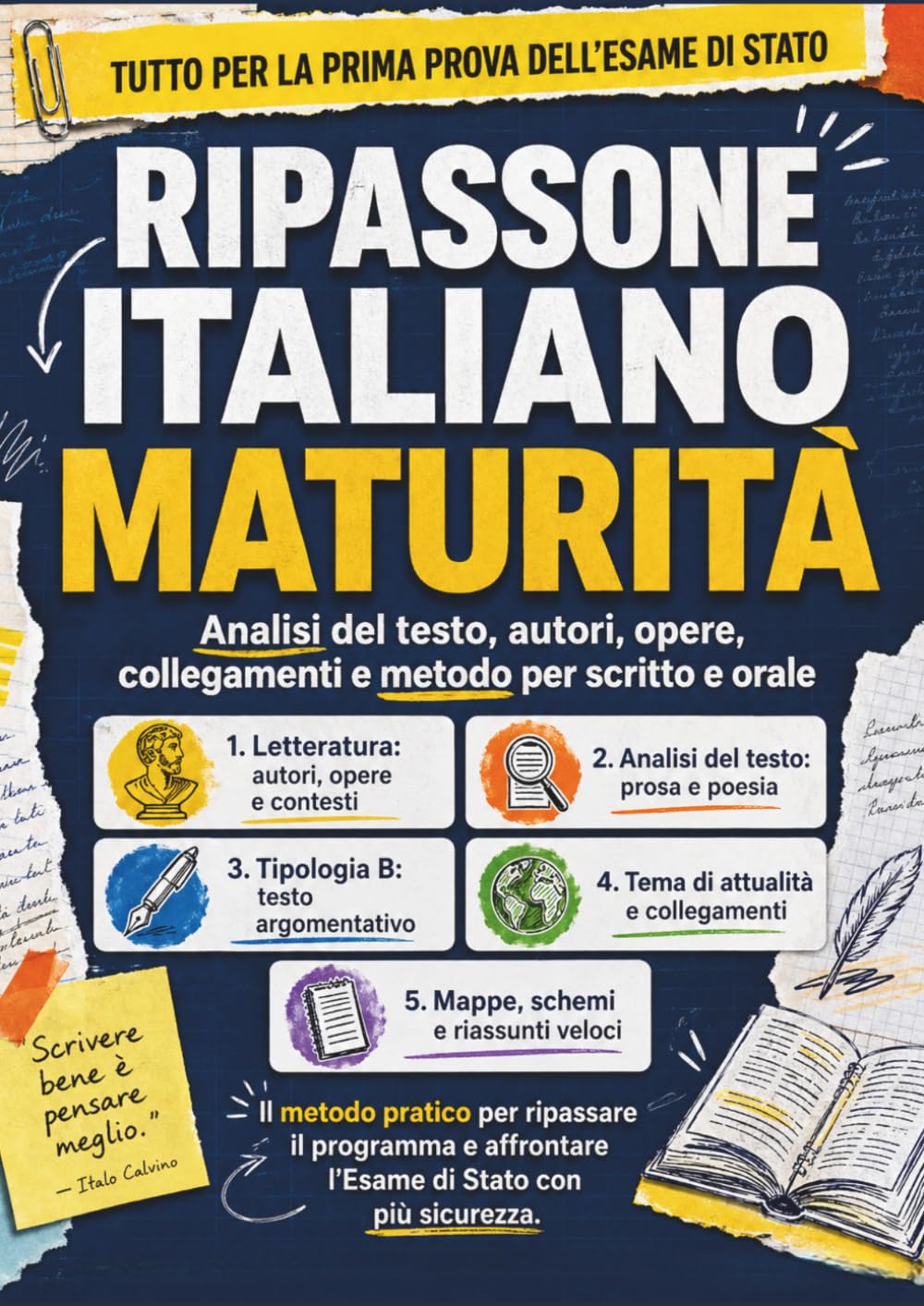 Ripassone di Italiano per la Maturità: Letteratura dalle origini ai contemporanei con grammatica e scrittura per l'Esame: analisi del testo, testo ... schemi, tabelle e checklist finali