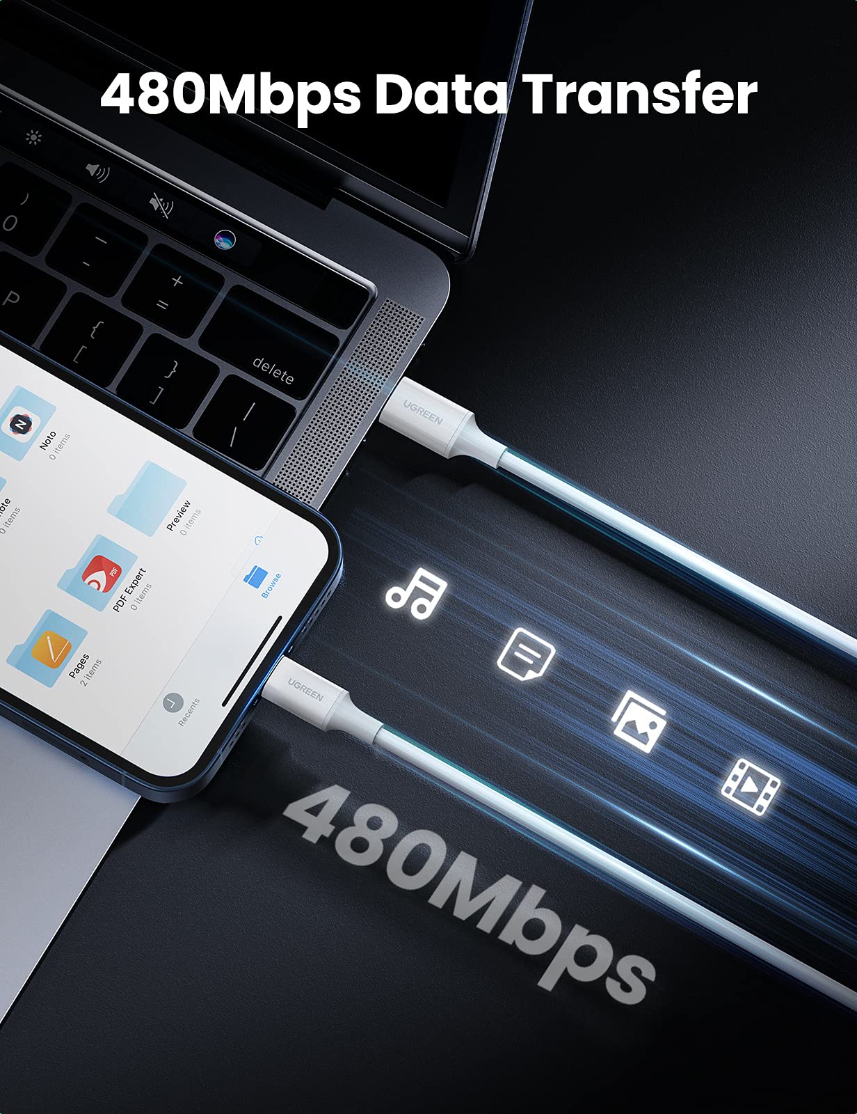 Ugreen Type-C Lightning iPhone Hızlı Şarj Kablosu 2 Metre