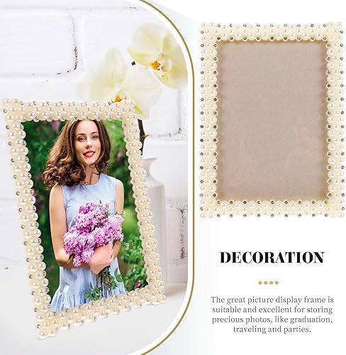 Miniatura 5 de ARTIBETTER Marco de fotos de resina de perlas de 4 piezas de marco de fotos de perlas decoraciones para salas de casa par marcos de fotos Marco de