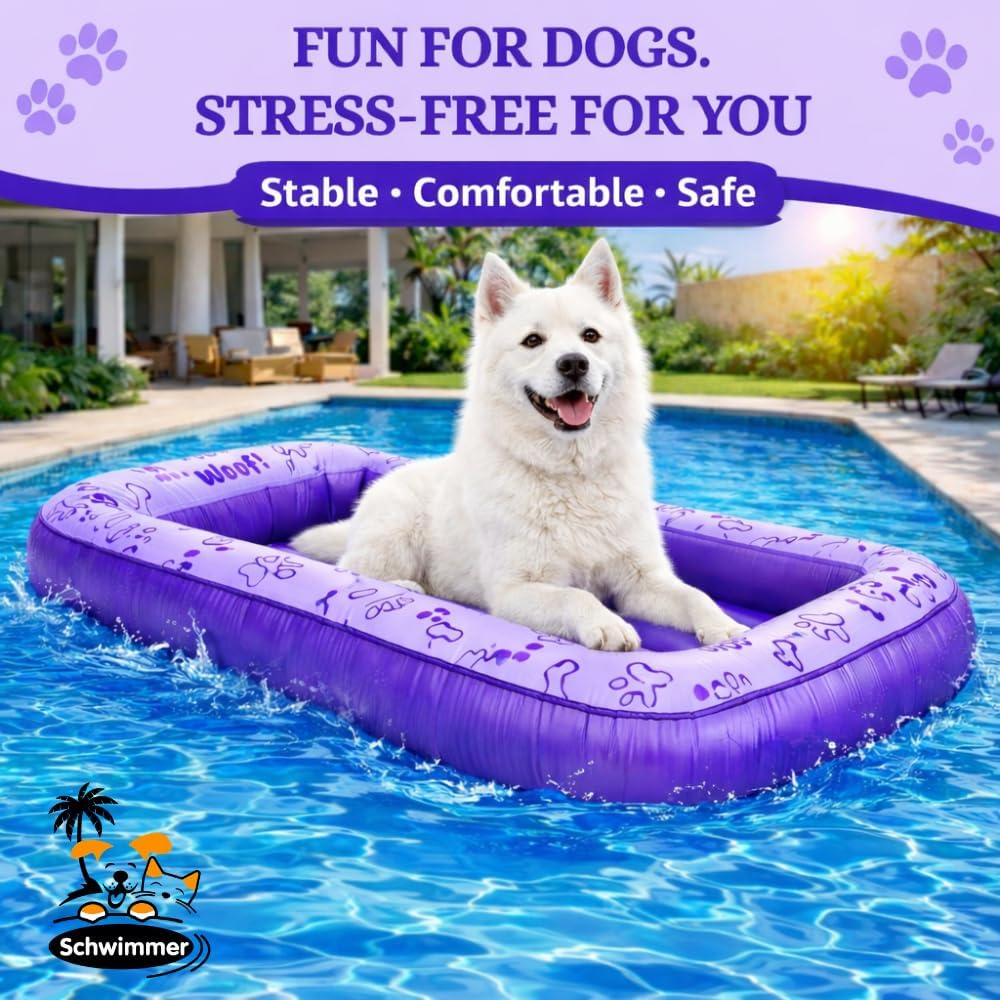 Schwimmer Dog Pool Float – Premium Pool Float for Large Dogs up to 220lbs – Durable & Inflatable Dog Raft for Pool, Lake & Beach – Comfortable & Safe Floating Mat for Summer Fun - Dog Floatie