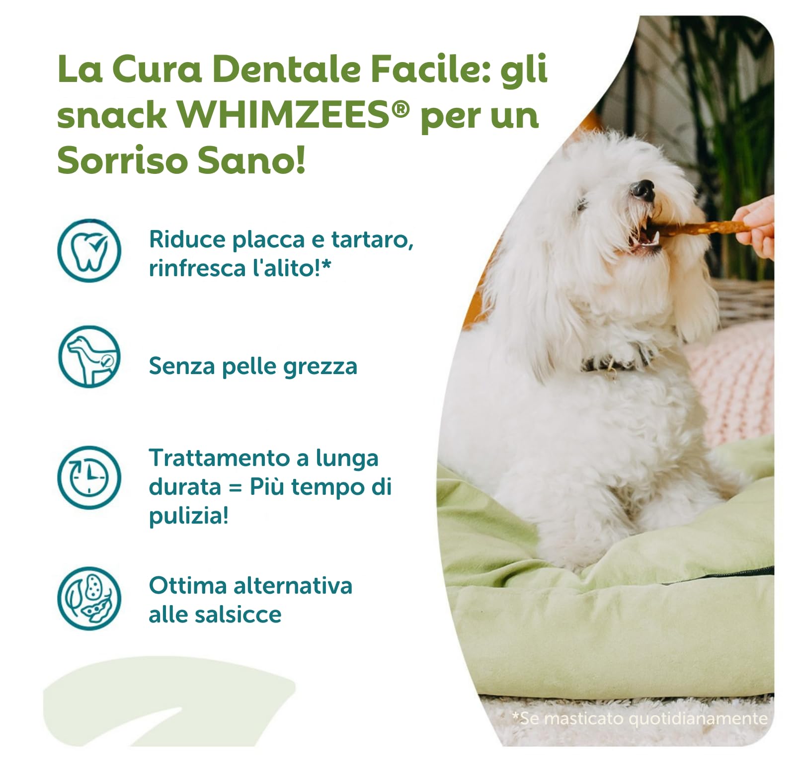 WHIMZEES Saucisses Végétariennes S, 28 Pièces – Taille S, Friandises pour Chiens de Petite Taille, Naturelles & sans Céréale, Végétariennes, sans Sucre Ajouté