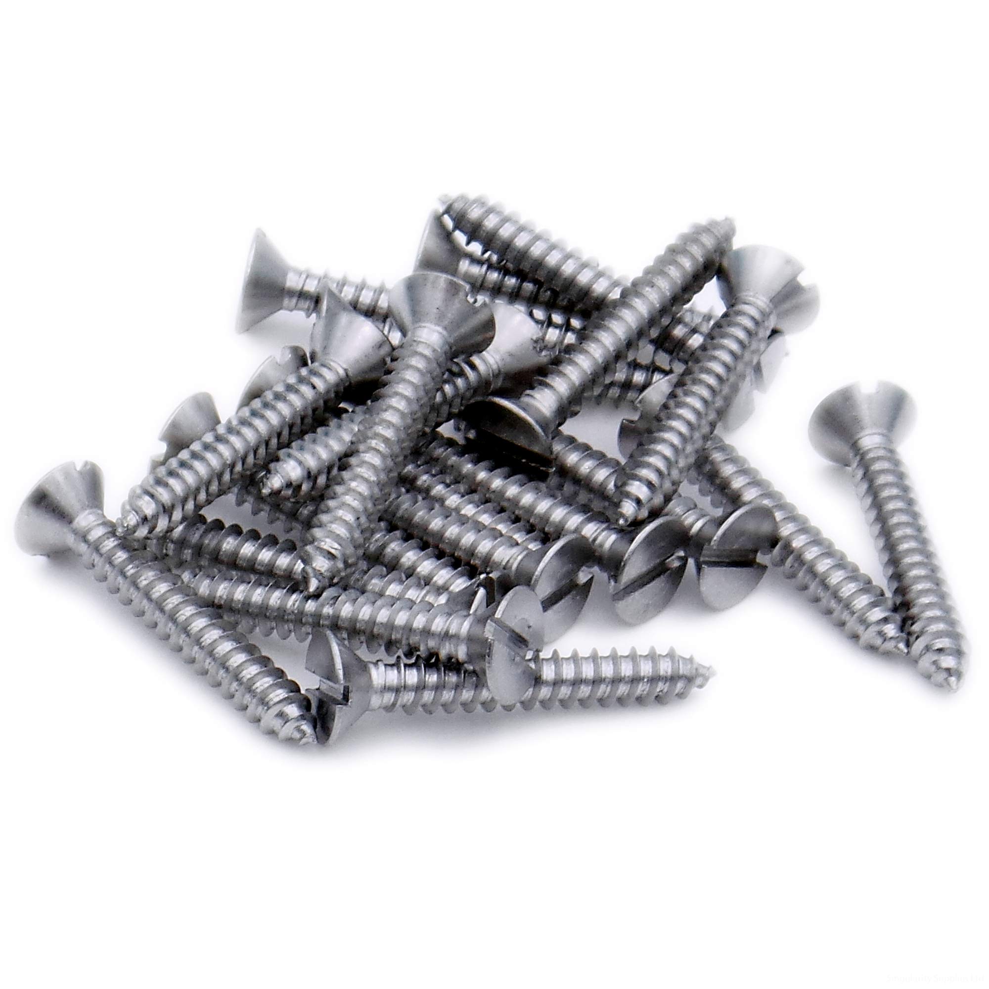 Singularity Supplies Silver No.6 X 1.25 (3.5Mm X 32Mm) Slot Countersunk Self-Tapping Screw - Stainless Steel (A2) (Pack Of 20)