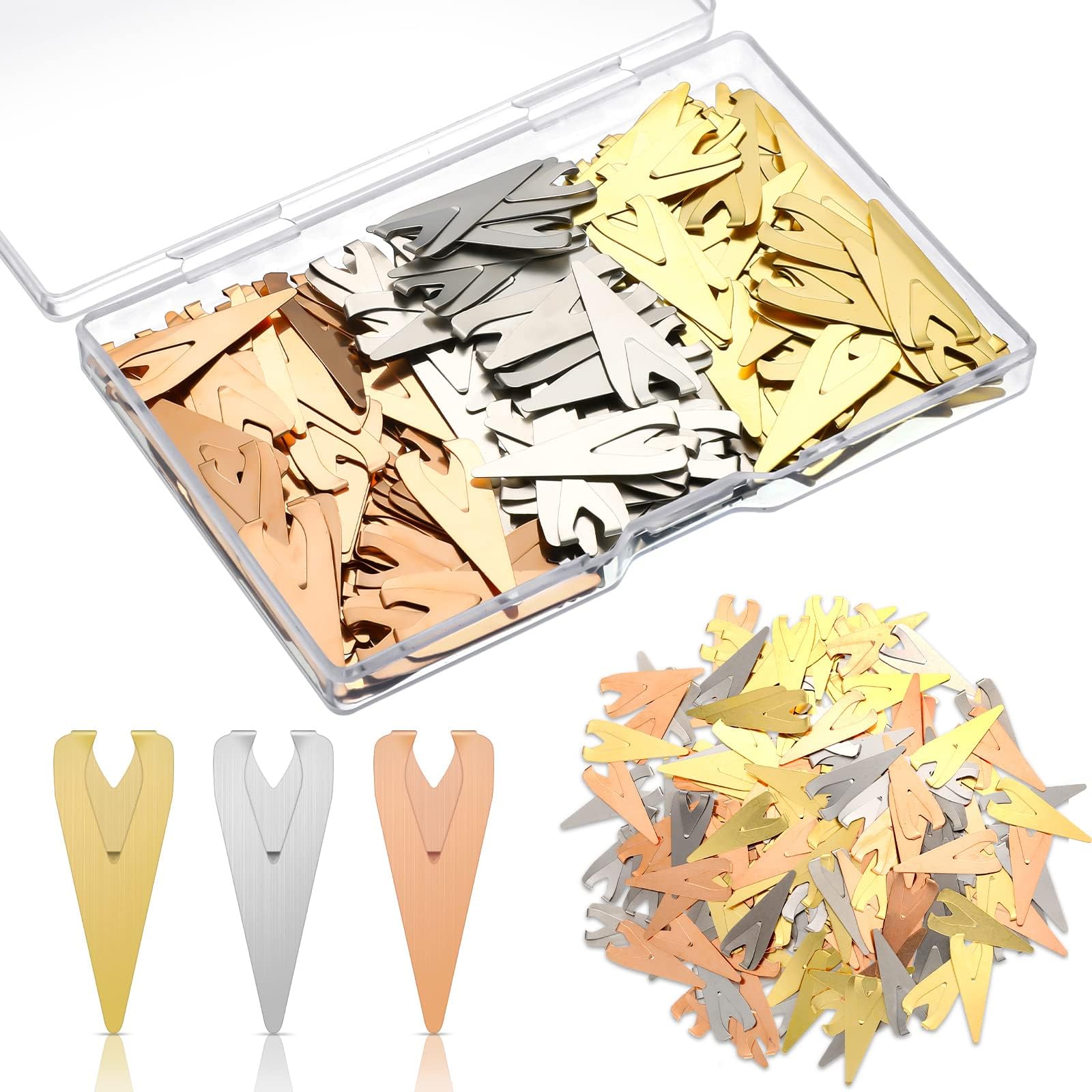 180 Pieces Tin Mixed Metals Bookmarkers Silver Gold Orange Book Markers for Men Brass Page Darts Mixed Book Markers for Book Lovers Thin Line Bookmarks for Women Men Teen Students Readers