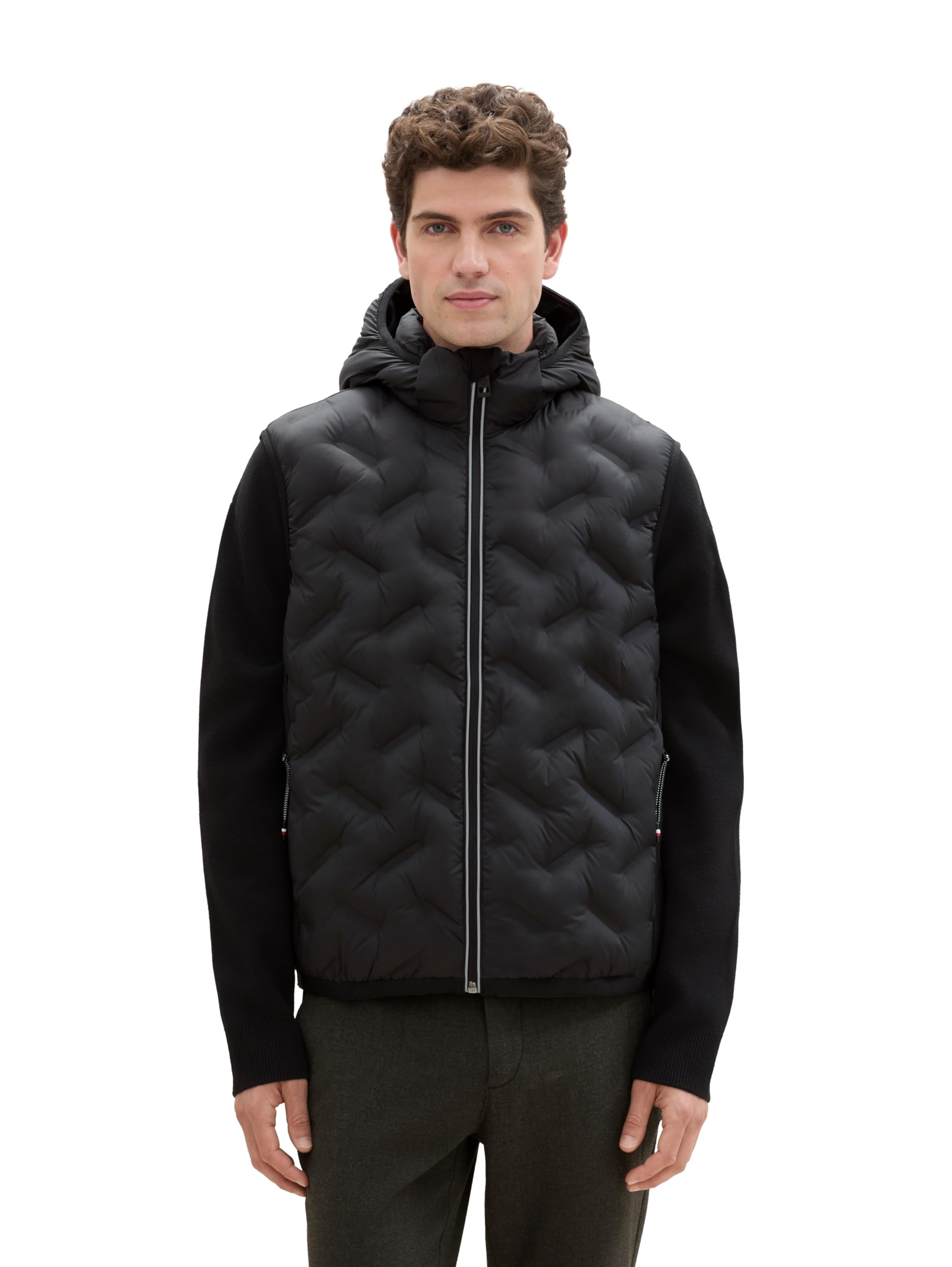 TOM TAILOR Herren 1041313 Hybrid Weste mit Kapuze (1er Pack)