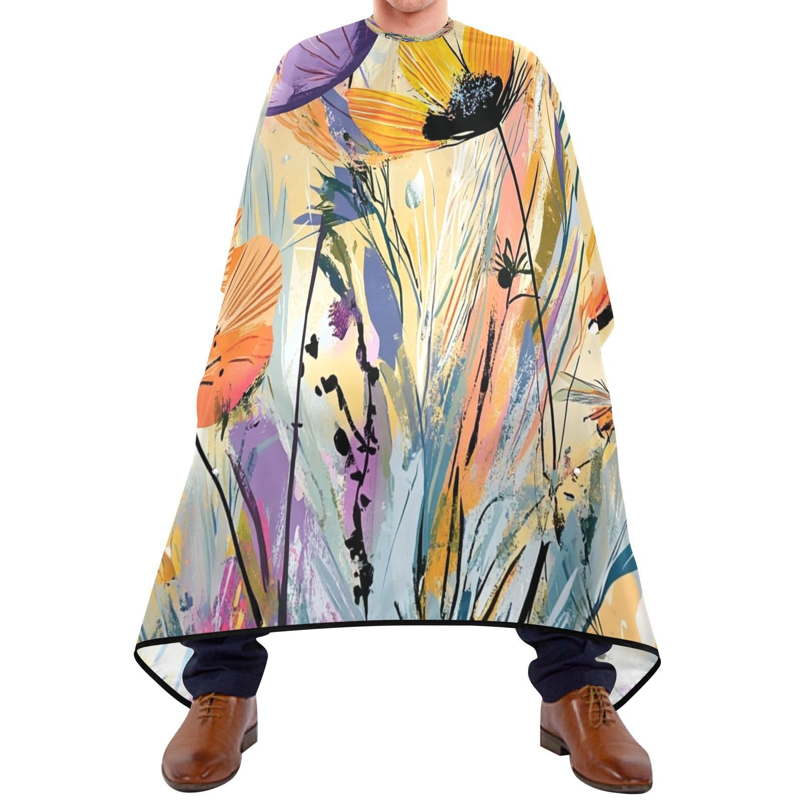 Kigai Colorful Flowers Hair Cutting Cape for Men & Women Waterproof Barber Cape Professional Hairdressing Salon Styling Apron with Adjustable Closure Snap