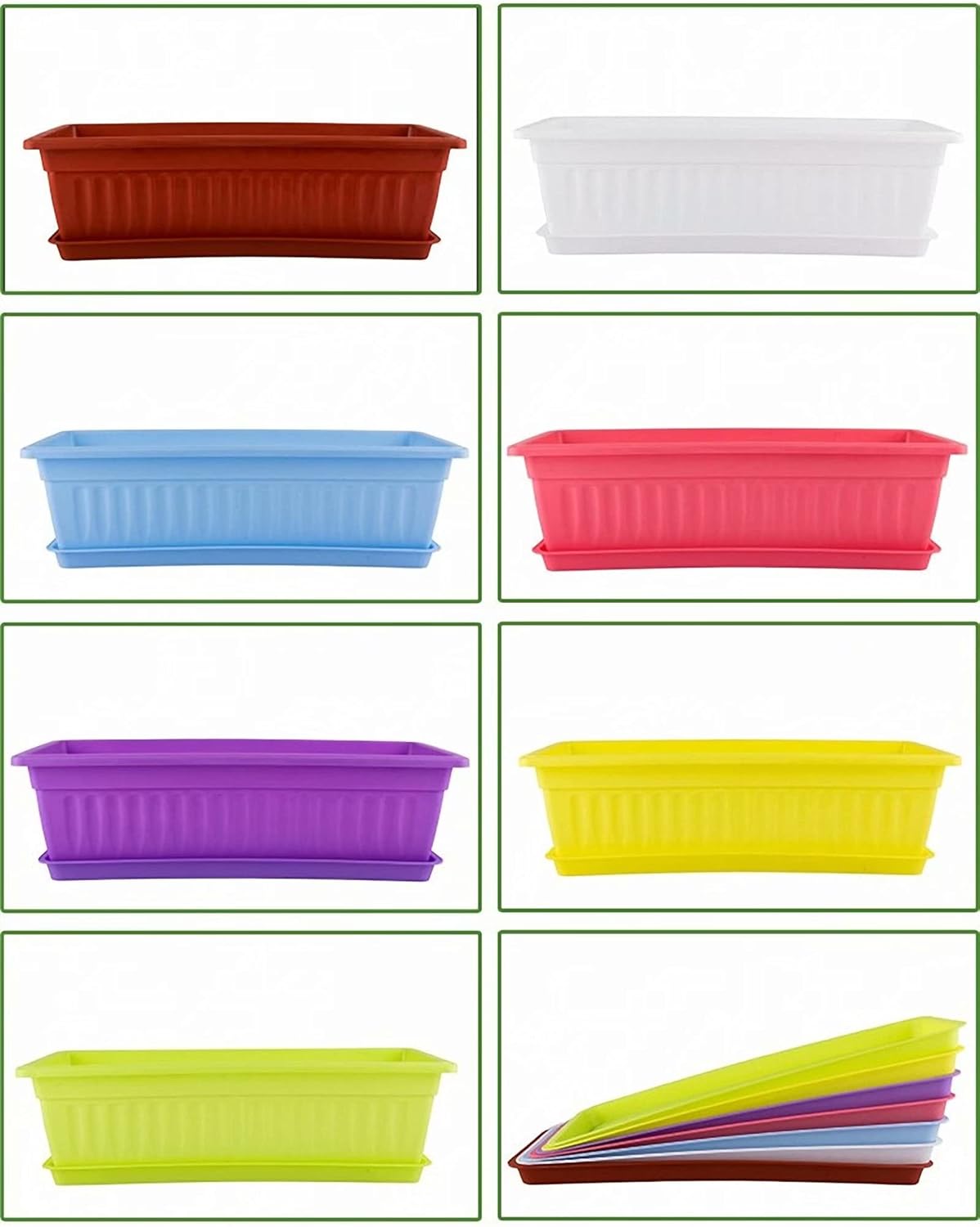 24 Inches Flower Window Box Plastic Vegetable Planter with Attached Tray, for Windowsill, Patio, Garden, Home D¨¦cor, Porch,Red