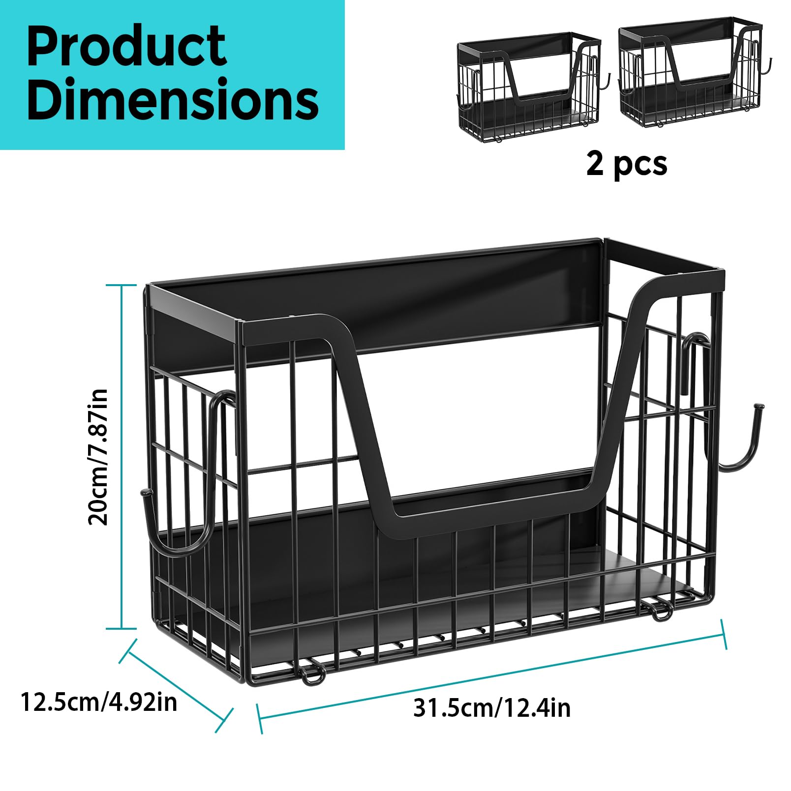 2 Stück Magnetische Kühlschrank Ablage | Klappbares Regal Magnetisch , Magnetische Lagerregal ohne Bohren mit Haken