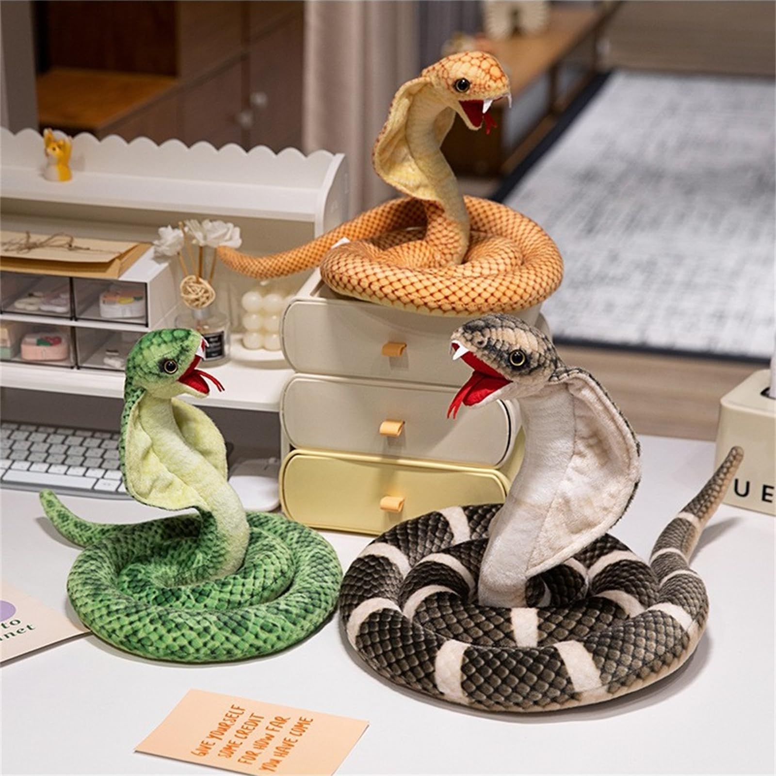 champracer Snake Cuddly Toy, Plush Large Snake Toy, Realistic Plush Snake Cobra Plush Toy - Image 3