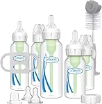 Ensemble cadeau de biberon anti-colique Dr. Brown's Natural Flow Options+ étroit à sippy avec bec verseur en silicone souple, poignées en silicone amovibles, capuchon de voyage et brosse à biberon