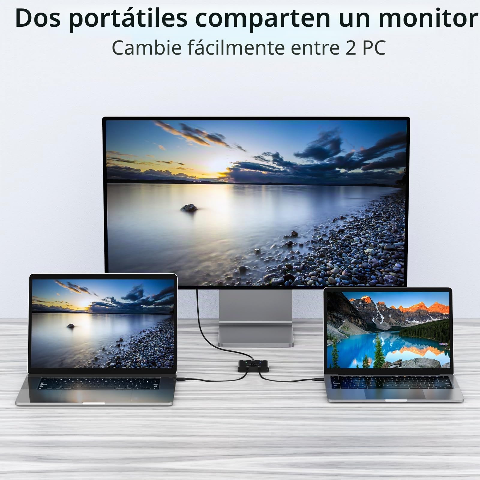 USB C Switch,Bidireccional Conmutador USB C 2 Computadoras,USBC KVM Switch 8K@60Hz 4K@120Hz Vídeo/Transferencia de Datos 10Gbps,PD 100W,Compatible con Dispositivo Thunderbolt, Cable Incluidos