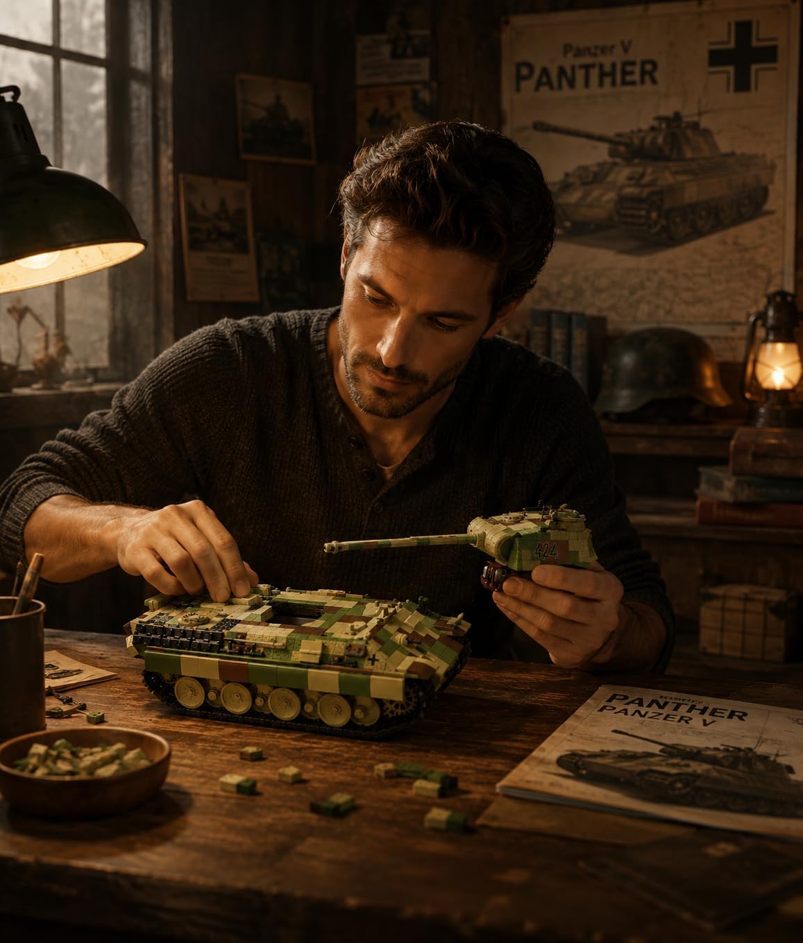 Militär Panzer Bausteine Bauset, 1675PCS WW2 Militär Leopard Panzer Modell Klemmbausteine, MOC Schwer Tank Modell Bausteinset, Hauptkampfpanzer Modellbausatz Konstruktions Set, Geschenk für Erwachsene