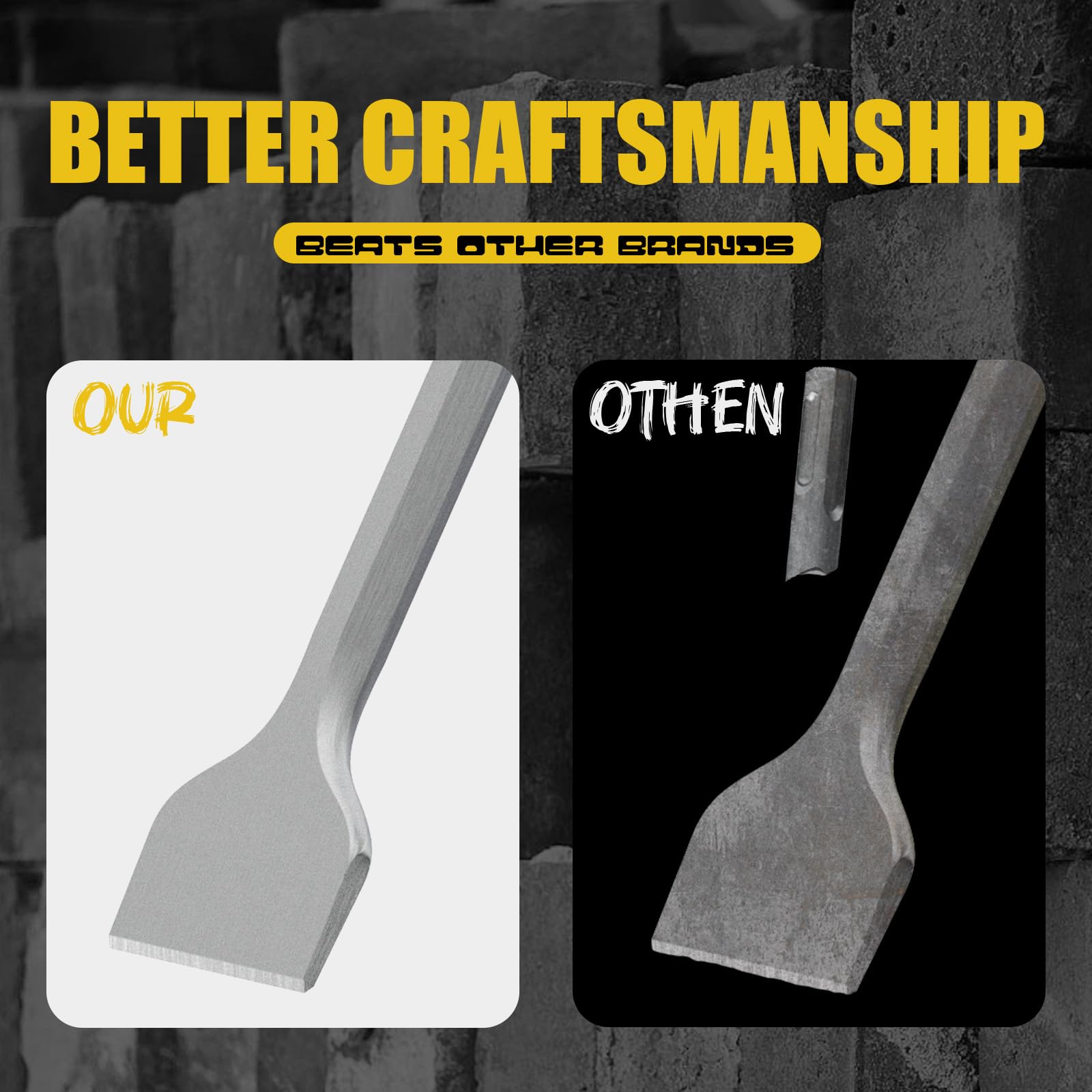 Set Di 4 Scalpelli SDS Plus 250 Mm - Per Demolizione, Piastrelle, Cemento, Include Piatto, A Punta E Smussato - 11