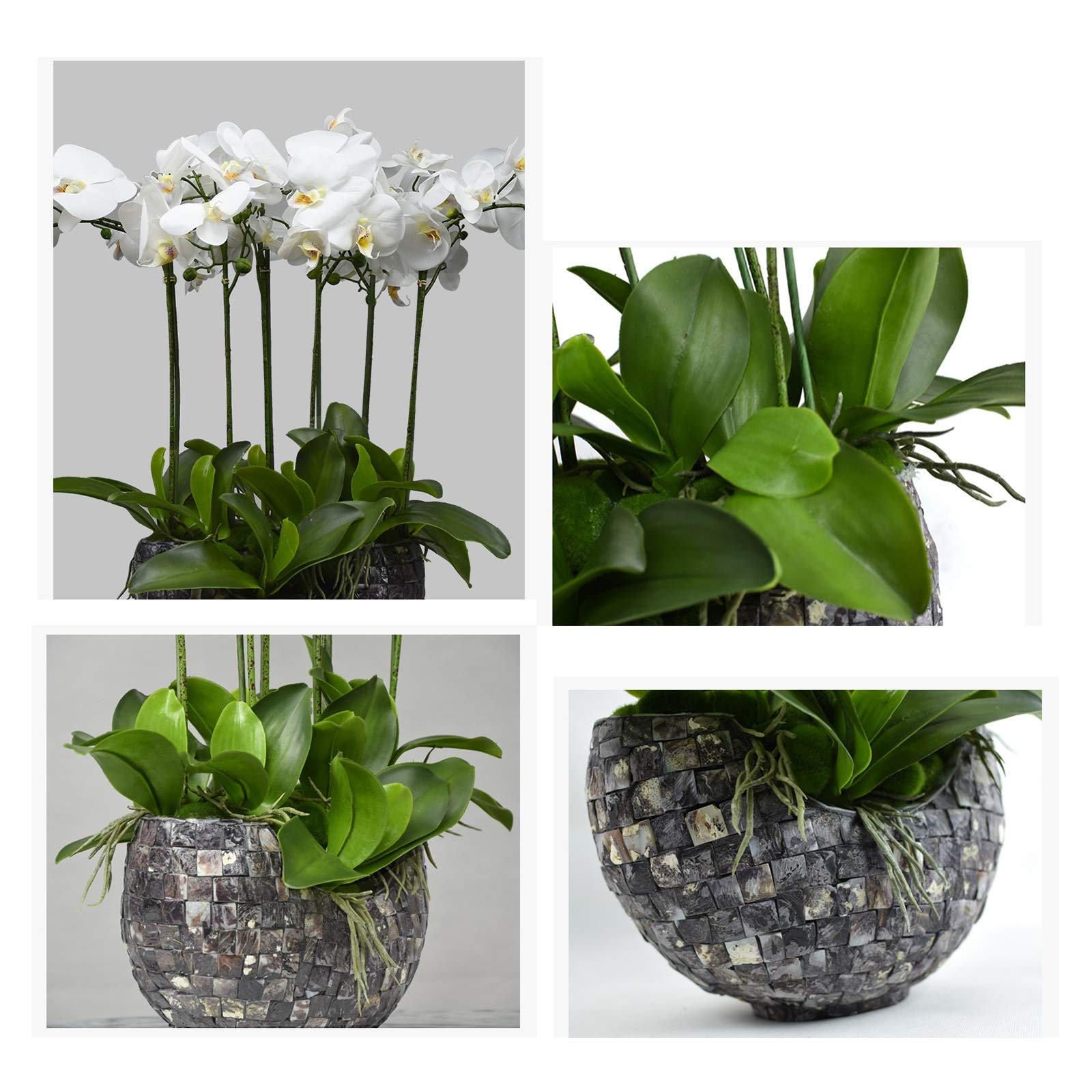 Centrotavola con Fiori Artificiali, Composizione di Orchidee Farfalla, Bouquet di Petali di falaenopsis in Vaso, Bonsai con Vaso per casa/Ufficio/Matrimonio Ciao