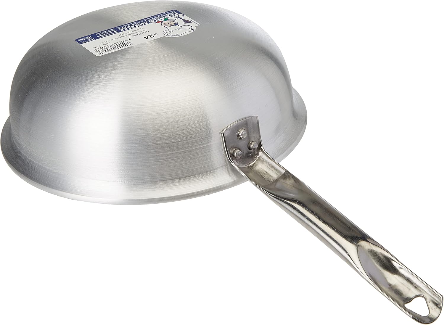 Pentole Agnelli ALSA2111BMS24 Platinum Mantecare Flared Frying Pan, Aluminium, Thickness 5 mm, Tubular Stainless Steel Handle, 24 cm, Silver